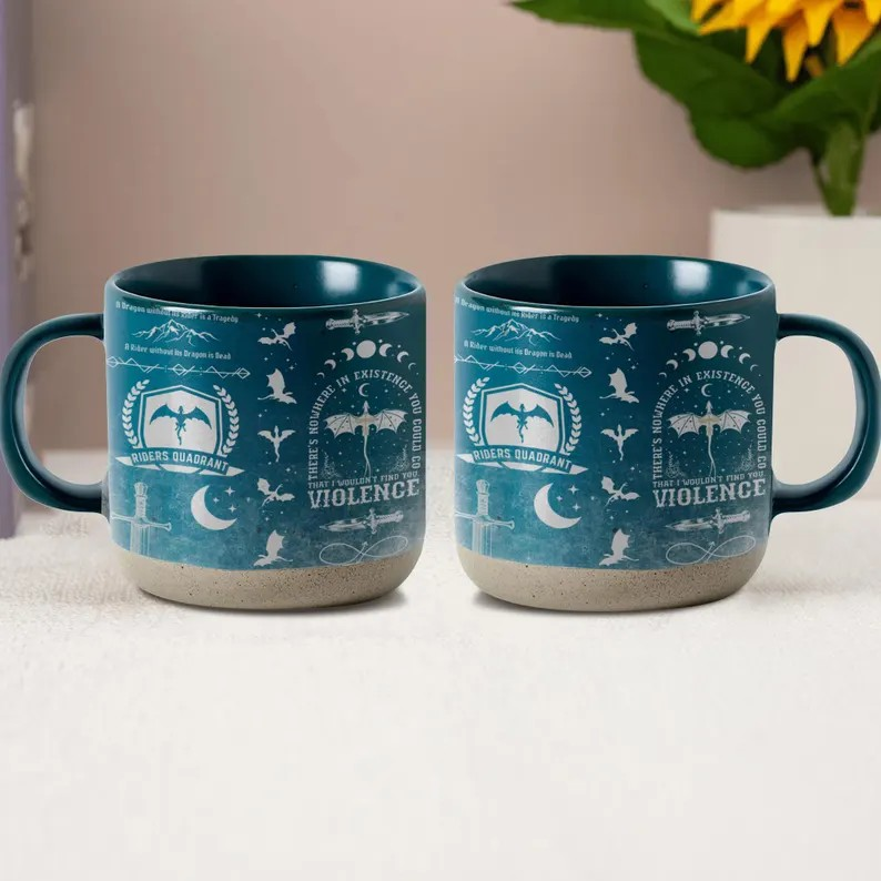 Riders Quadrant Mug, Fourth Wing Pottery Mug, Dragon Wings Pottery Mug, Fantasy Lover Mug, Basgiath War College Mug, Book Lover Gift