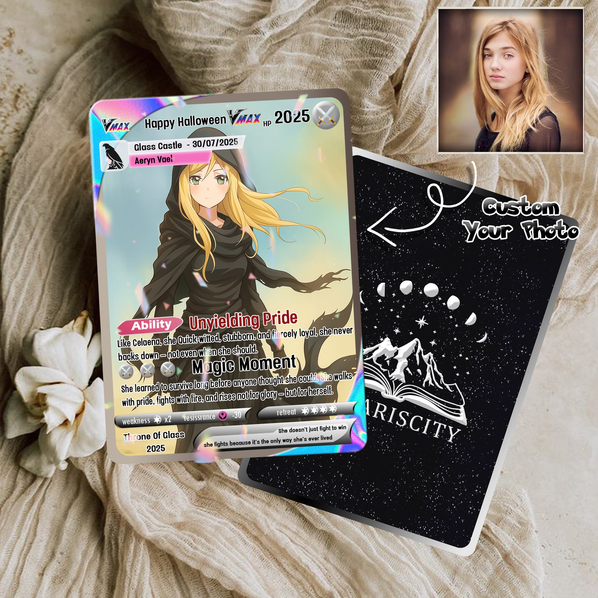 Happy Halloween Custom Card, Custom Photo Anime Card, Throne of Glass Card Gift, Custom Celaena Card Gift. CVLR027
