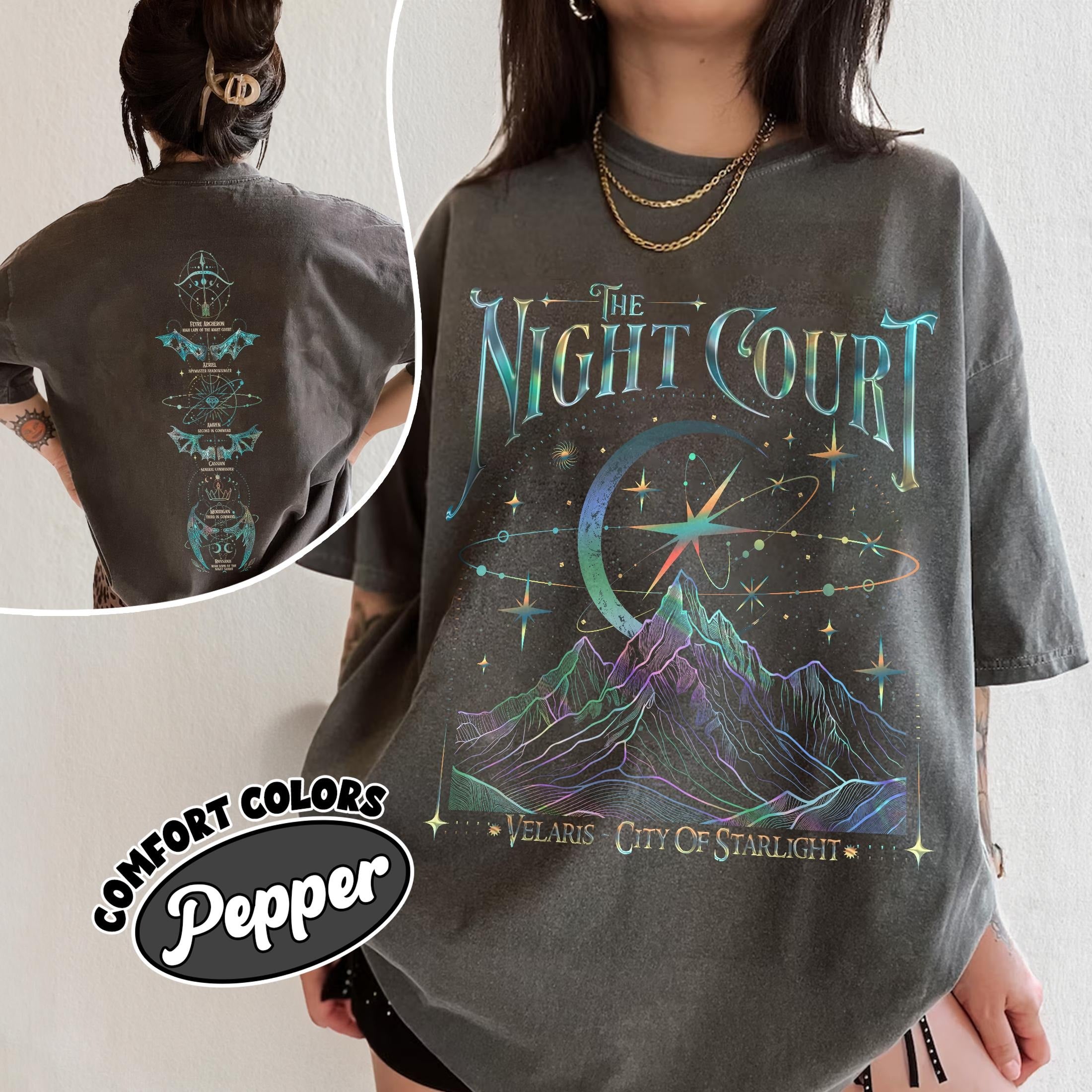 Velaris The Night Court Acotar 2 Sided Comfort Colors Shirt, Velaris The Night Court Shirt, Court Of Dreams, Inner Circle Acotar Tee CFVLR60