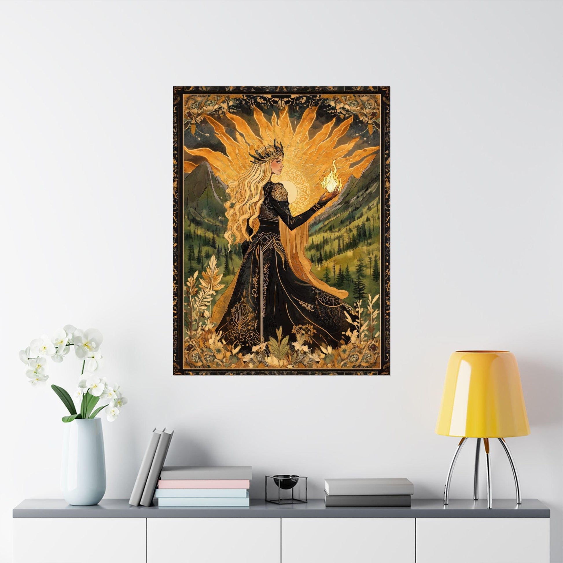 Aelin of the Wildfire Art Print, Throne of Glass Fan Art, TOG Wall Decor, Fantasy Bookish Gift, Fire Magic Aesthetic, Booktok Merch VLRP51