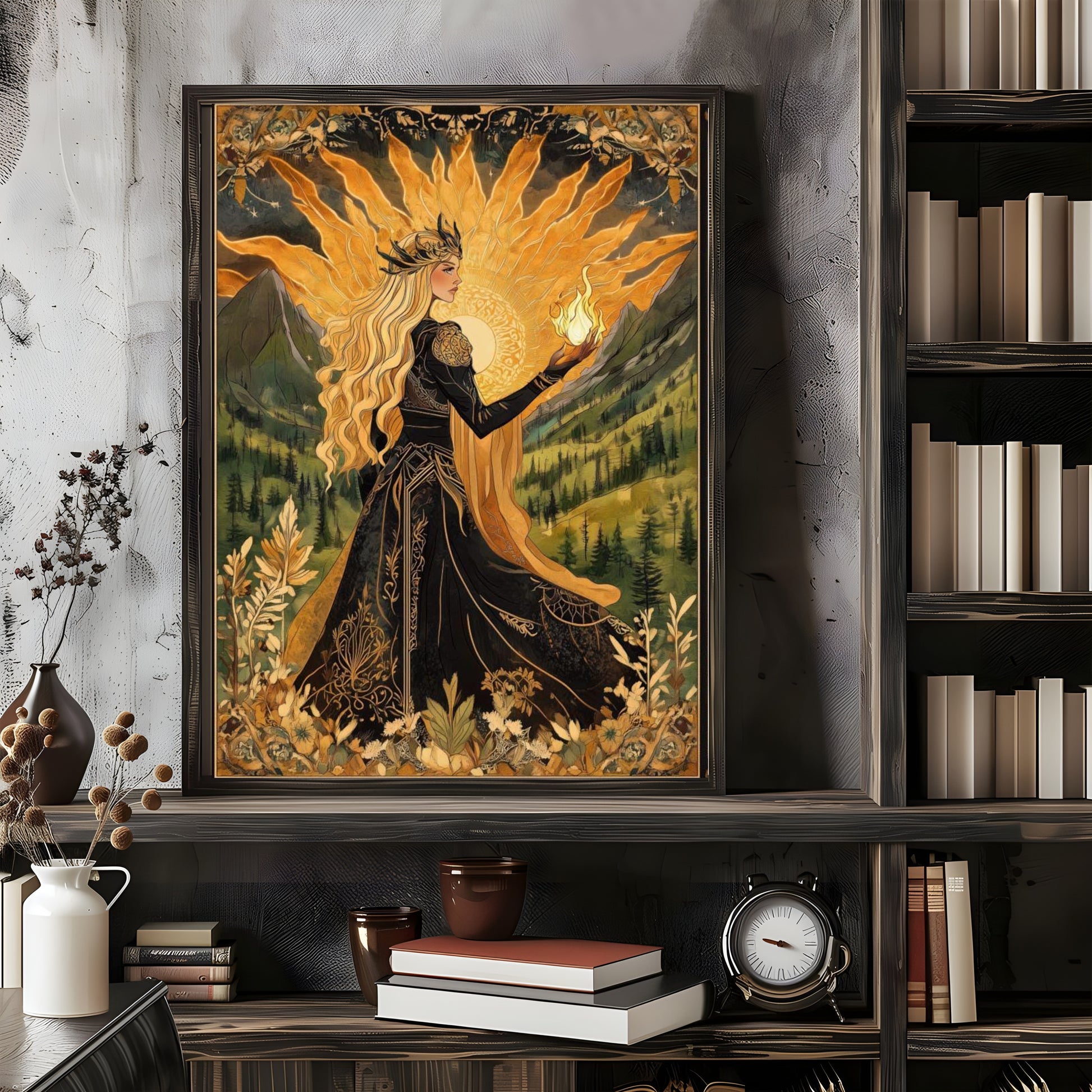 Aelin of the Wildfire Art Print, Throne of Glass Fan Art, TOG Wall Decor, Fantasy Bookish Gift, Fire Magic Aesthetic, Booktok Merch VLRP51