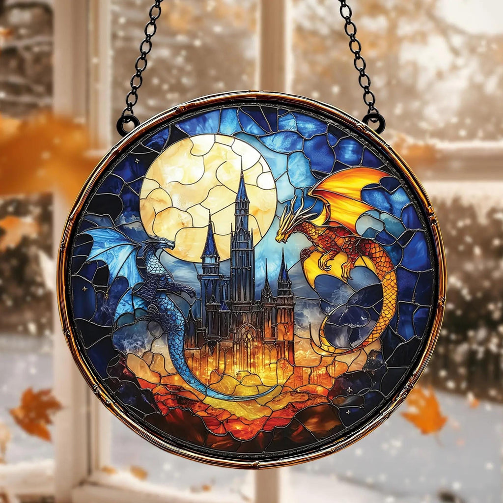 Fourth Wing Dragon Suncatcher Ornament, Book Lover Holiday Gift, Fourth Wing, Holiday Ornament, Christmas and Exchange Ornament for Readers SGVLR07