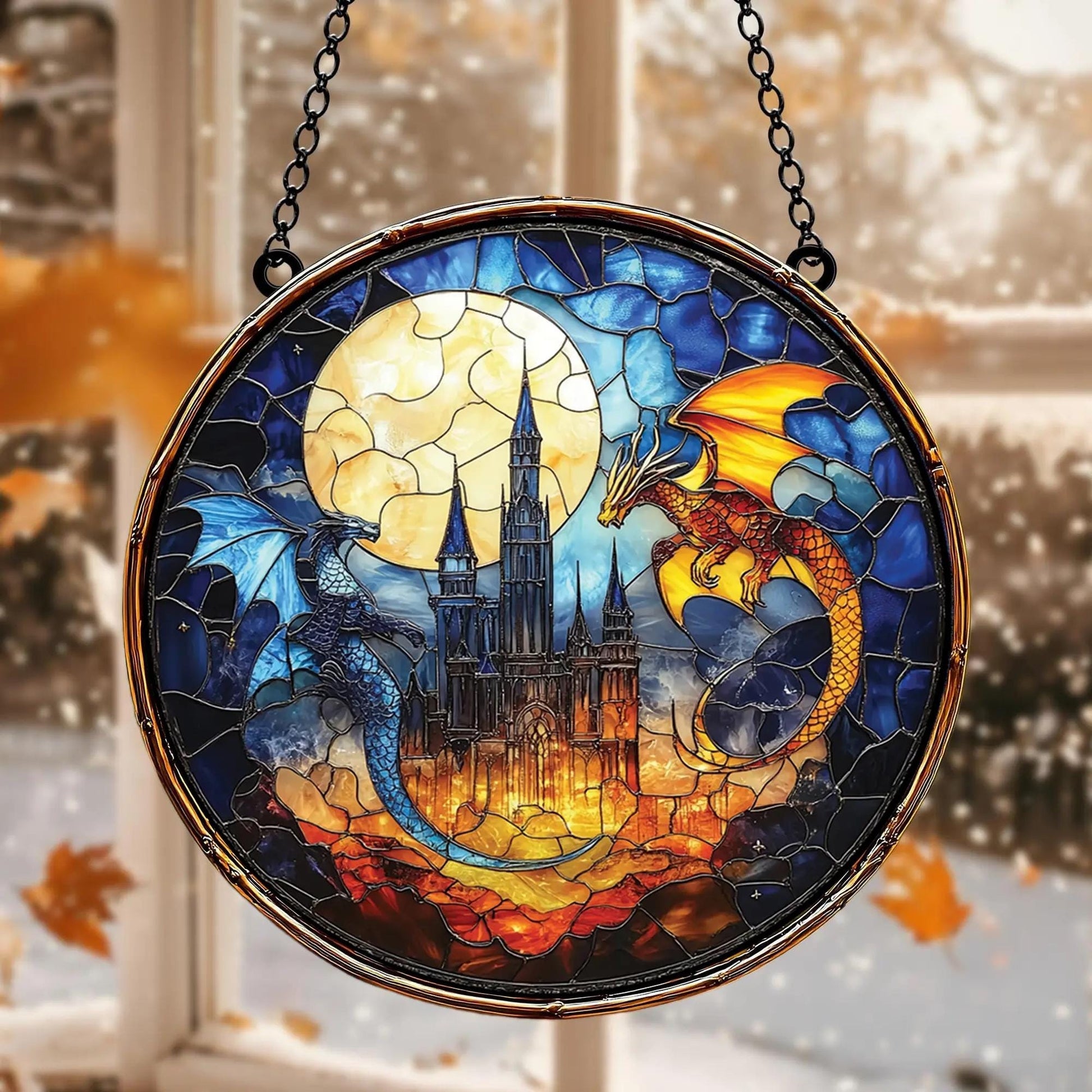 Fourth Wing Dragon Suncatcher Ornament, Book Lover Holiday Gift, Fourth Wing, Holiday Ornament, Christmas and Exchange Ornament for Readers SGVLR07