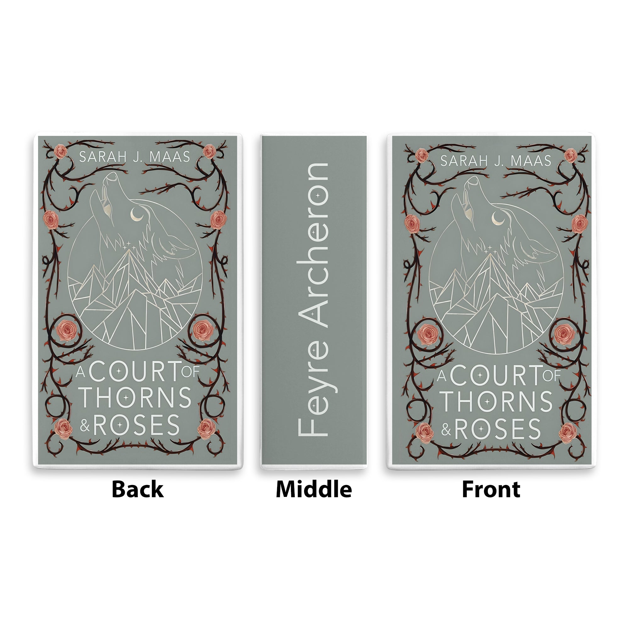 A Court of Thorns and Roses Ceramic Book Vase, Fantasy Romance Decor, Rose & Wolf Aesthetic Gift for Book Lovers CVVRL08