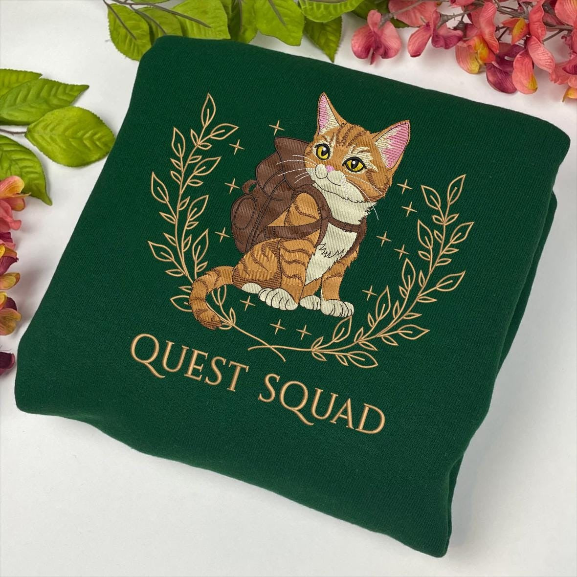 Quest Squad Broccoli Embroidered Sweatshirt, Onyx Storm, Basgiath War College, Dragon Rider, Bookish Gift, Romantasy Book Lover VEMB30