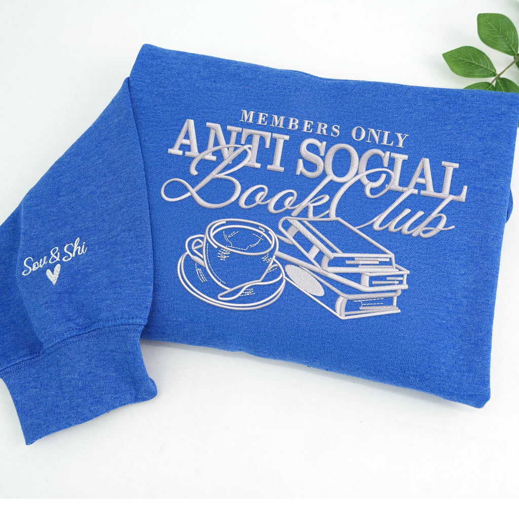 Embroidered Anti Social Book Club Sweatshirt, Custom Bookish Crewneck, Book Lover Shirt, The Story of Us Hoodie, Unisex Social Book Gift