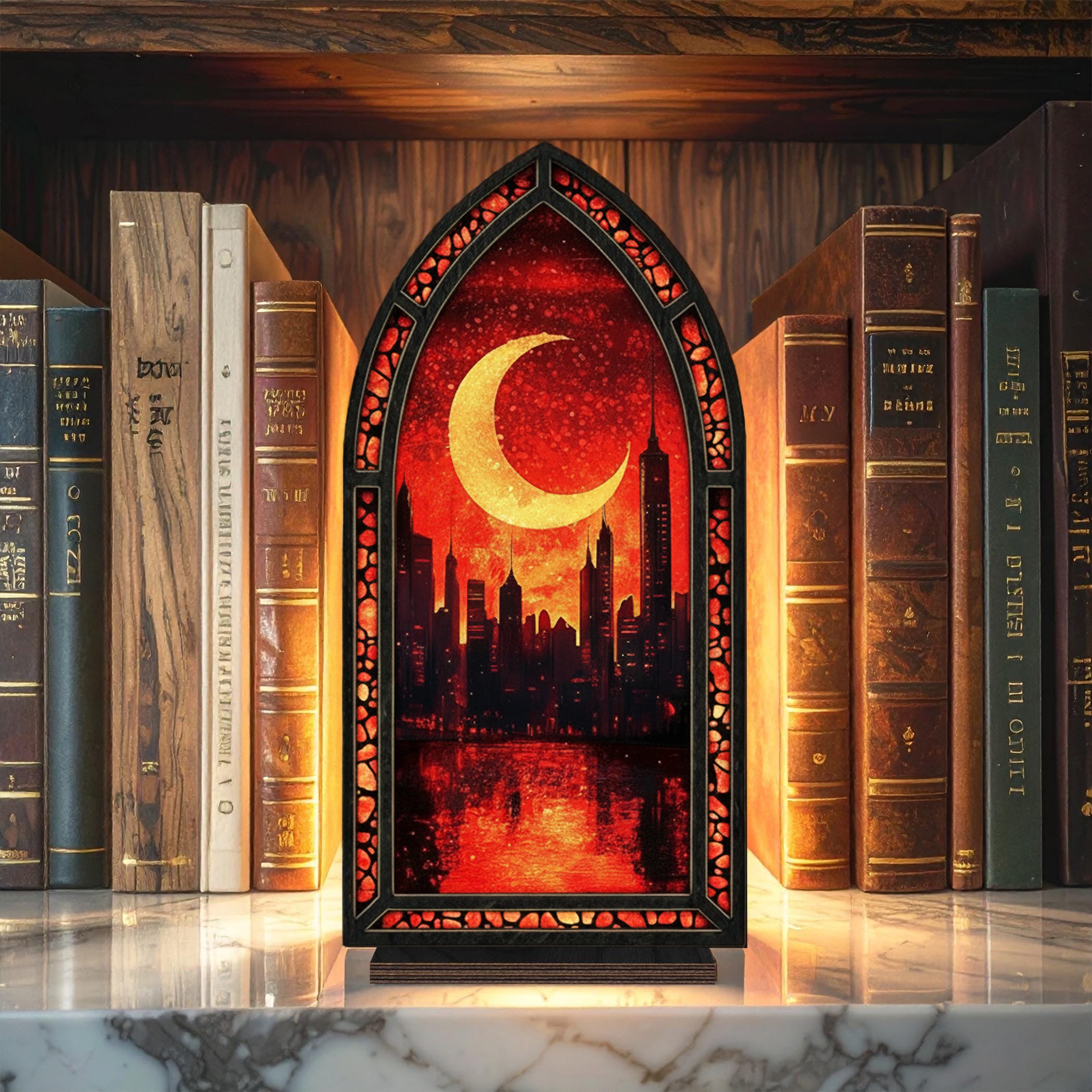 Lunathion Light It Up Crescent City Book Nook, Fantasy Bookshelf Insert Decor Gift, Bookish Gift, Fantasy Collectible BNVLR07