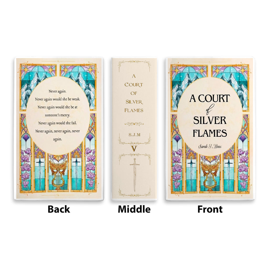 A Court of Silver Flames Ceramic Book Vase, ACOTAR Fantasy Decor, Book Lover Gift, Bookish Stained Glass Vase for Home Library CVVLR37
