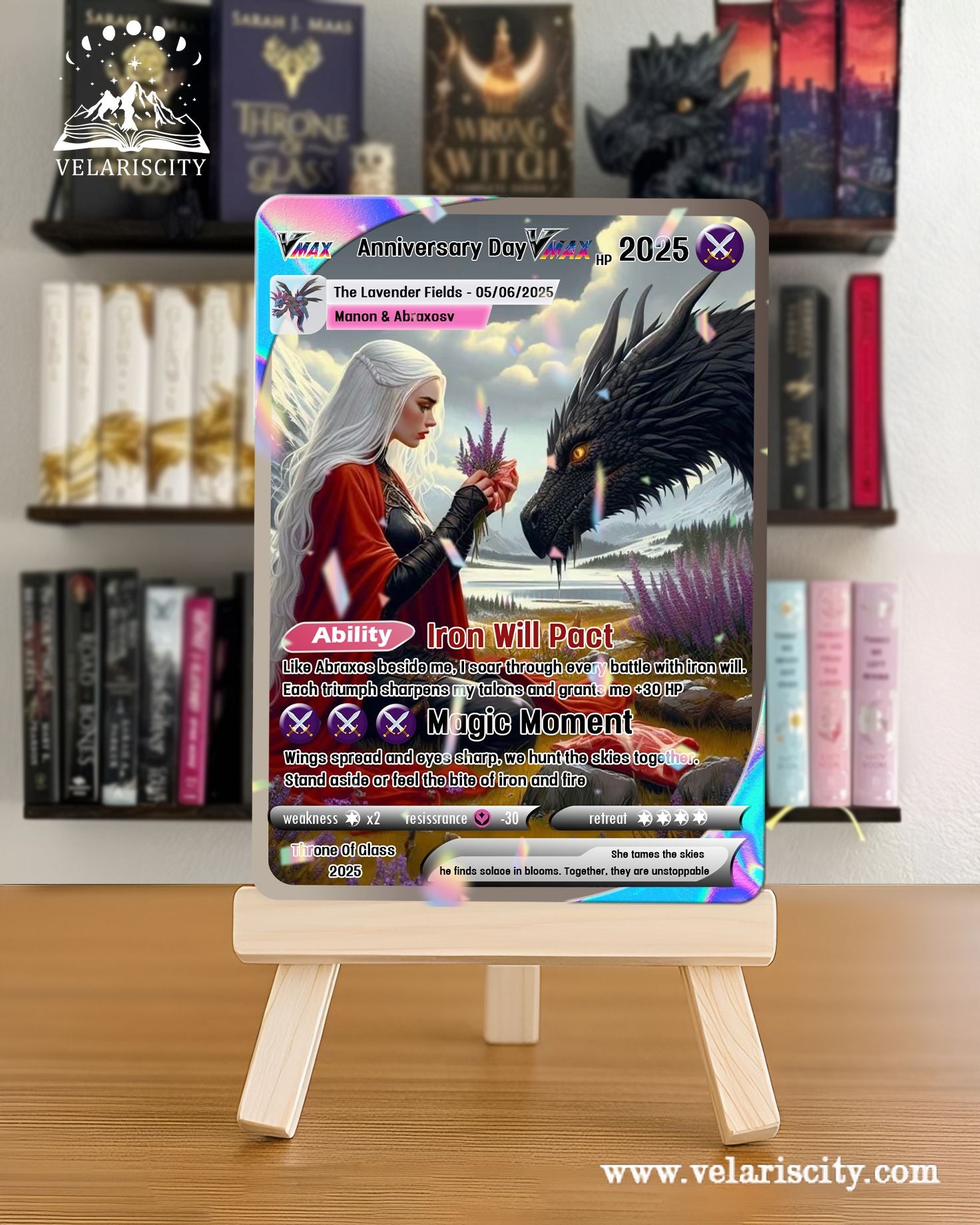 Manon and Abraxos Custom Card, Throne of Glass Fan Art, Anniversary Fantasy Collectible Gift, Unique Gift for Fans CVLR08