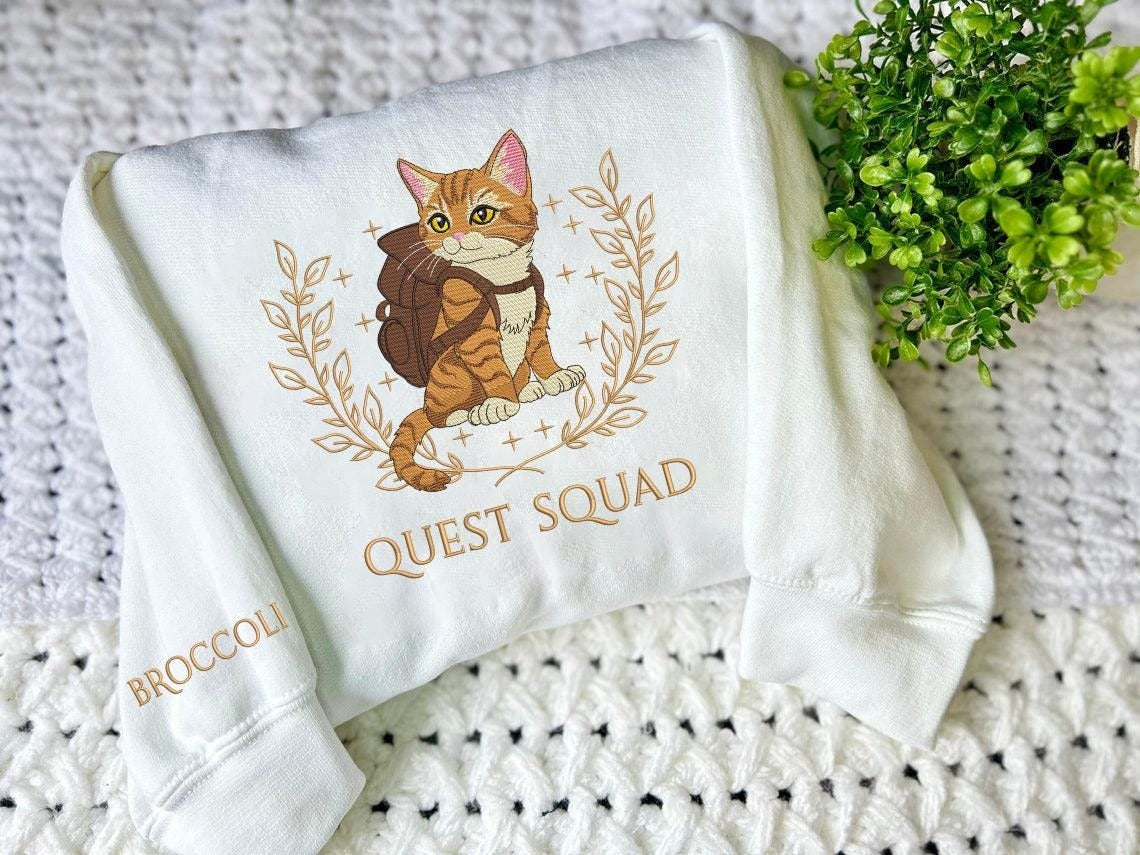 Quest Squad Broccoli Embroidered Sweatshirt, Onyx Storm, Basgiath War College, Dragon Rider, Bookish Gift, Romantasy Book Lover VEMB30