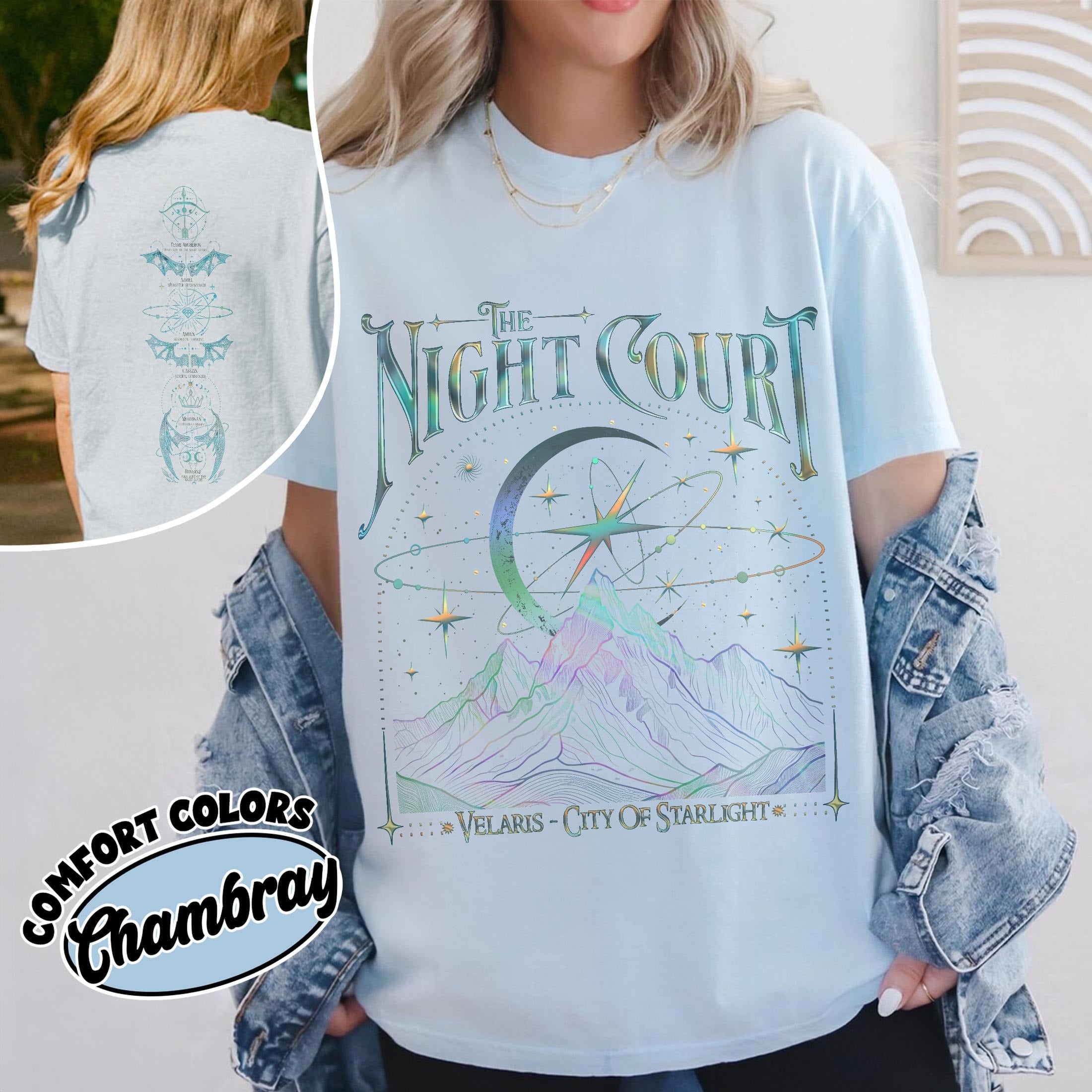 Velaris The Night Court Acotar 2 Sided Comfort Colors Shirt, Velaris The Night Court Shirt, Court Of Dreams, Inner Circle Acotar Tee CFVLR60