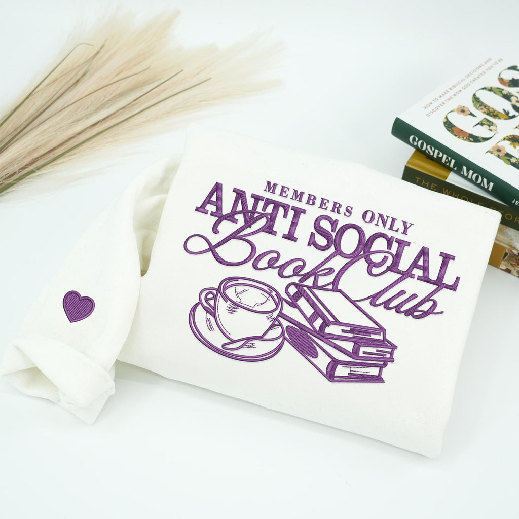 Embroidered Anti Social Book Club Sweatshirt, Custom Bookish Crewneck, Book Lover Shirt, The Story of Us Hoodie, Unisex Social Book Gift