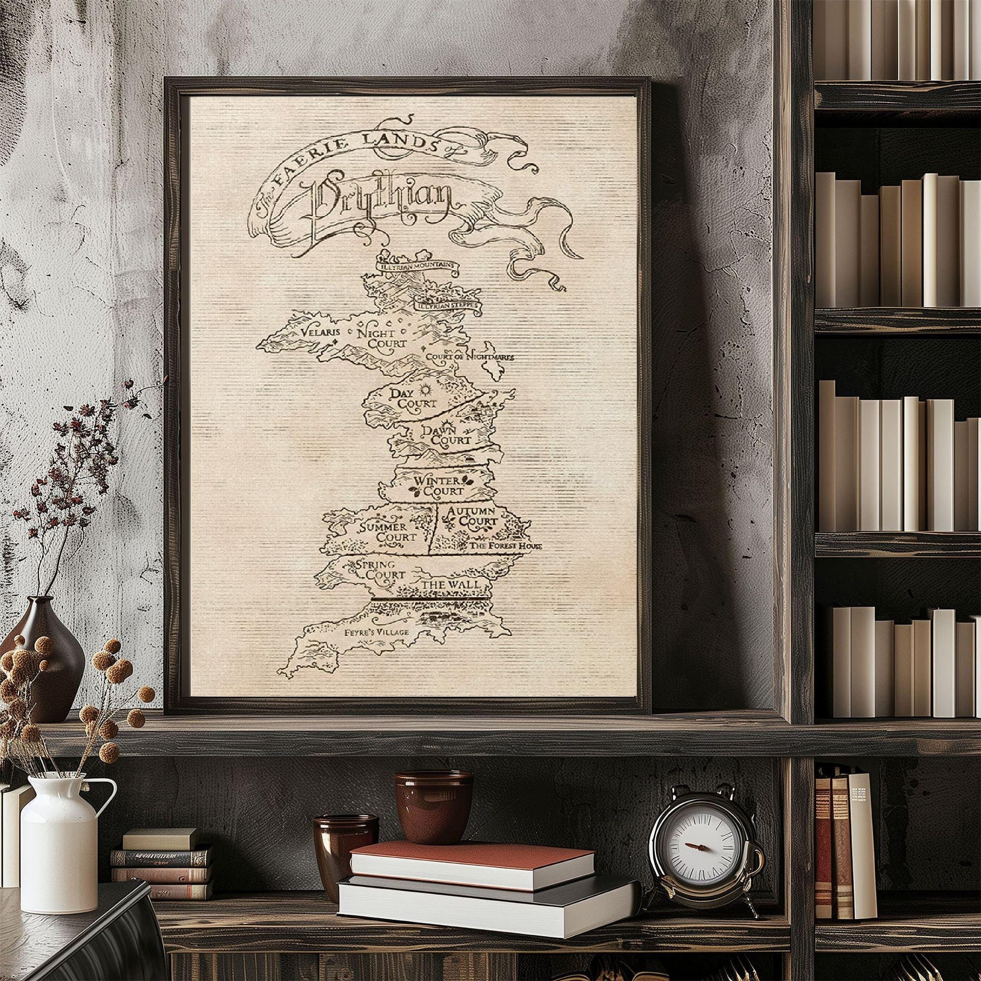 Prythian Map Poster – Acotar Poster, Fantasy Wall Art, Court of Thorns & Roses Decor, Printable Bookish Art VLRP28