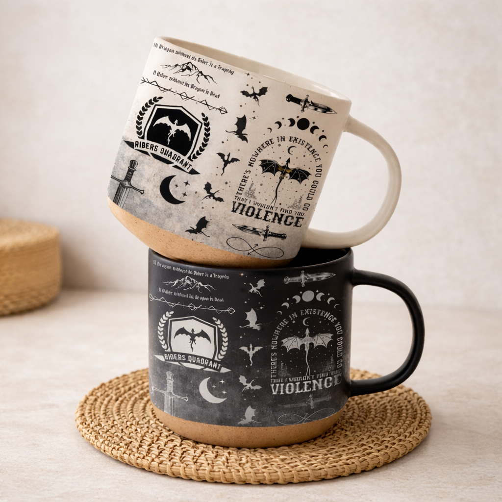 Riders Quadrant Mug, Fourth Wing Pottery Mug, Dragon Wings Pottery Mug, Fantasy Lover Mug, Basgiath War College Mug, Book Lover Gift