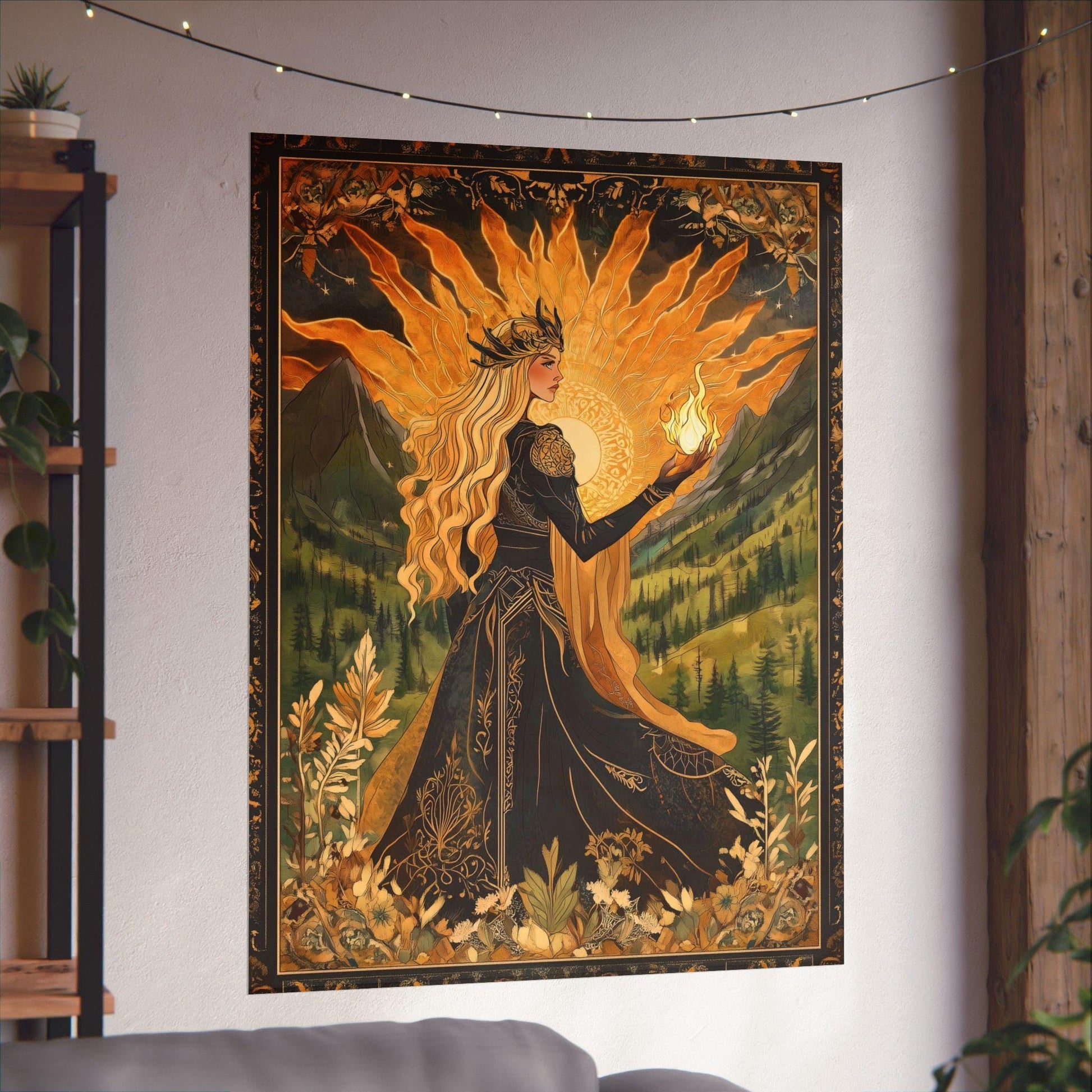 Aelin of the Wildfire Art Print, Throne of Glass Fan Art, TOG Wall Decor, Fantasy Bookish Gift, Fire Magic Aesthetic, Booktok Merch VLRP51