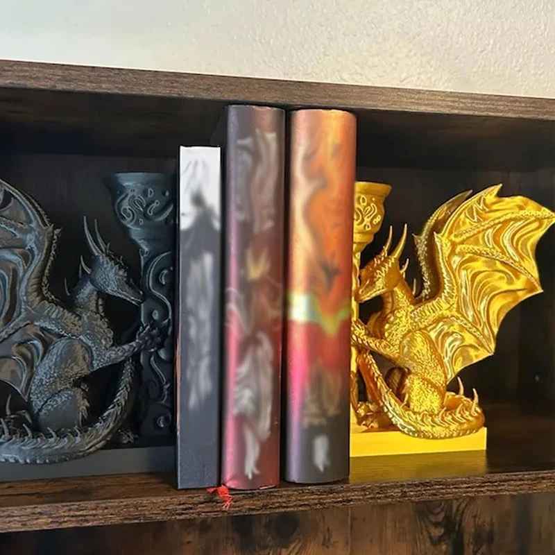 Weird Dragon Bookend, 3D Printed Dragon Bookend, Indispensable Bookshelf Decoration For Fantasy Lovers