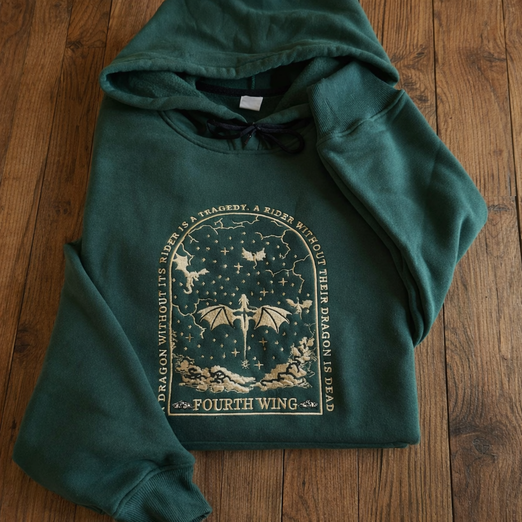 Fantasy Dragon Rider Hoodie, Bookish Quote Sweatshirt, Cozy Reader Gift, Fourth Wing Inspired Apparel for Romantasy Lovers VEMB72