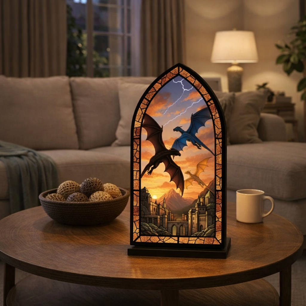 Fourth Wing Book Nook, Dragon Inspired Fantasy Window Lamp, Tairn Book Nook, Bookish Gift, Cozy Reading Lamp BNVLR32