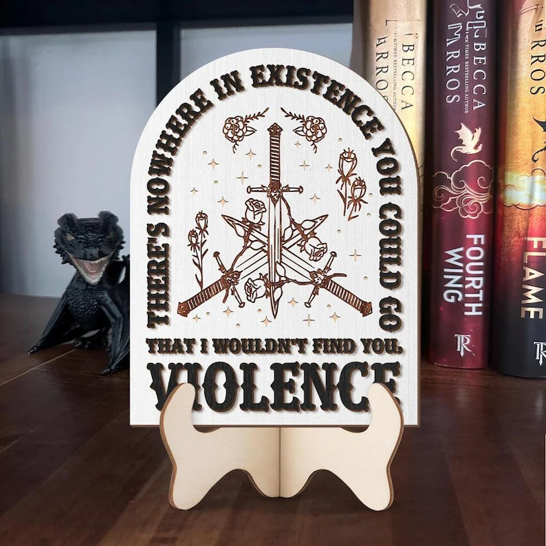 Basgiath War College Bookshelf Sign, Fourth Wing Inspired Library Decor, Xaden Riorson Romantasy Book Lover Gift BTVLR43