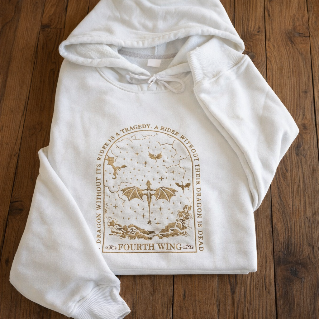 Fantasy Dragon Rider Hoodie, Bookish Quote Sweatshirt, Cozy Reader Gift, Fourth Wing Inspired Apparel for Romantasy Lovers VEMB72