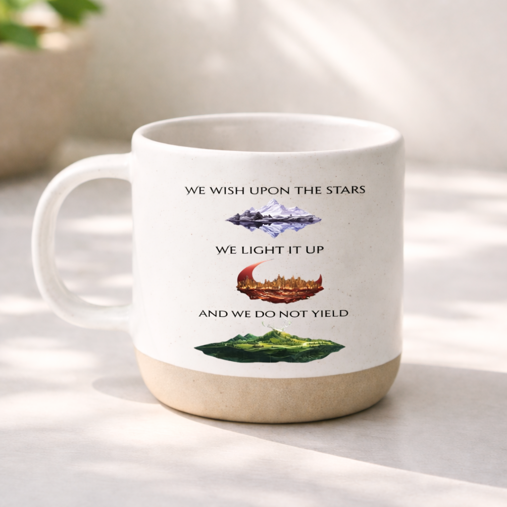 Sarah J Maas Quote Pottery Mug, ACOTAR Crescent City Throne of Glass Mug, Bookish Fantasy Coffee Cup Gift