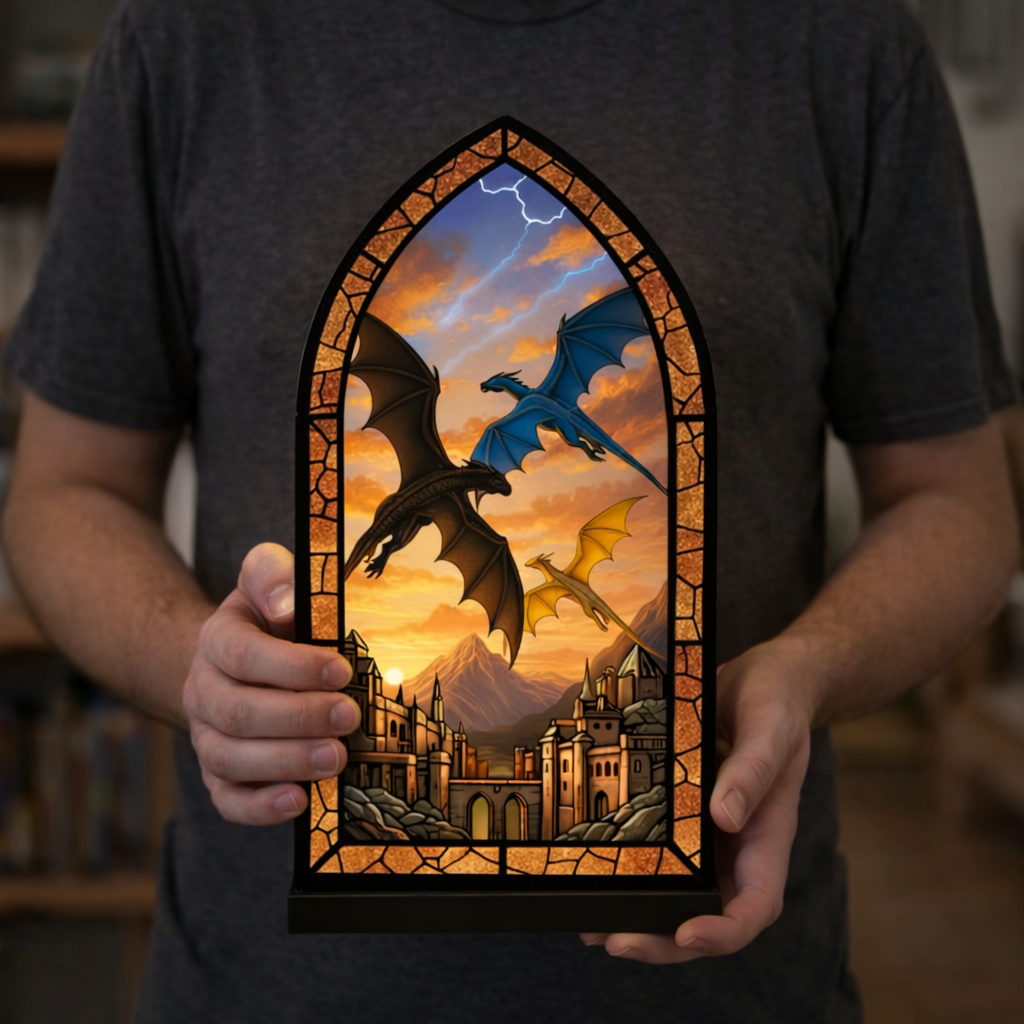 Fourth Wing Book Nook, Dragon Inspired Fantasy Window Lamp, Tairn Book Nook, Bookish Gift, Cozy Reading Lamp BNVLR32