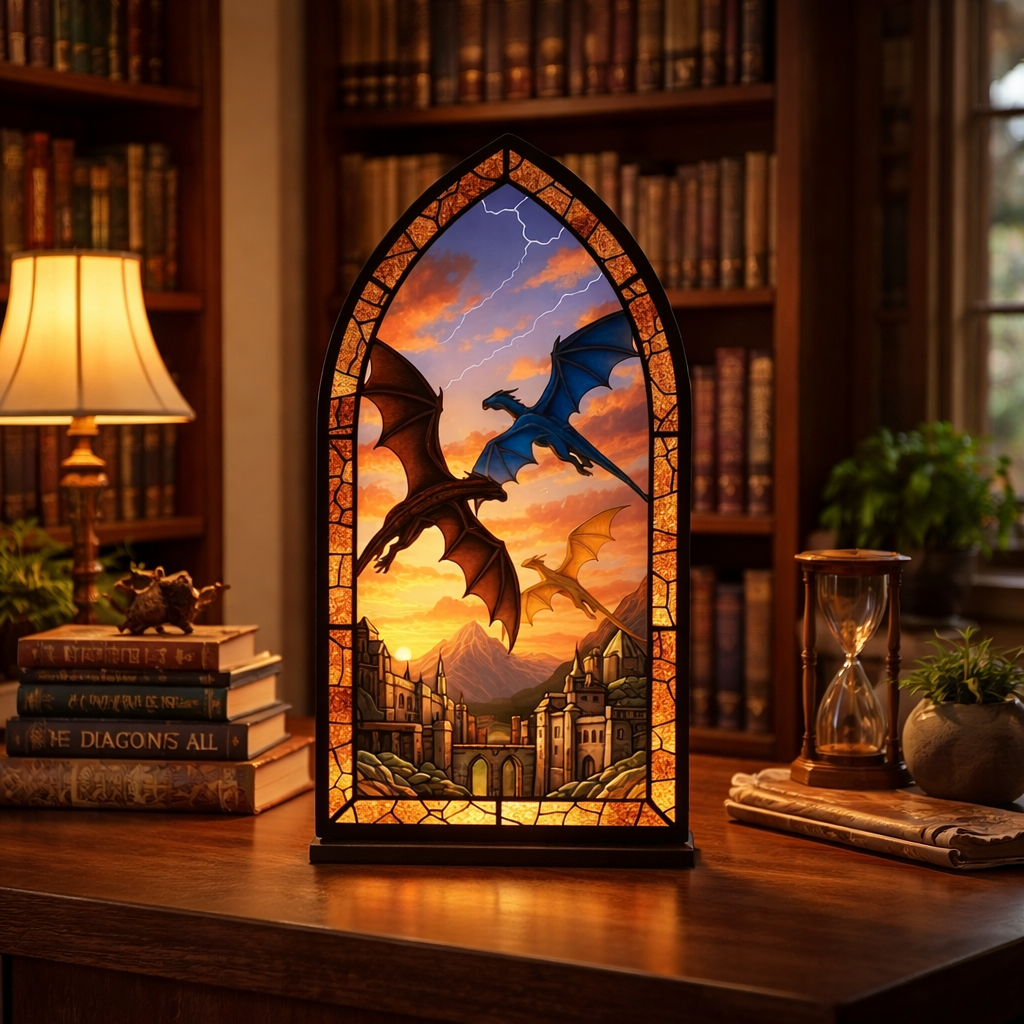 Fourth Wing Book Nook, Dragon Inspired Fantasy Window Lamp, Tairn Book Nook, Bookish Gift, Cozy Reading Lamp BNVLR32