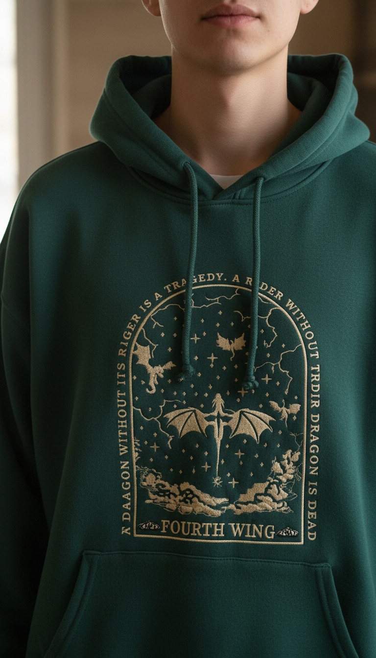 Fantasy Dragon Rider Hoodie, Bookish Quote Sweatshirt, Cozy Reader Gift, Fourth Wing Inspired Apparel for Romantasy Lovers VEMB72