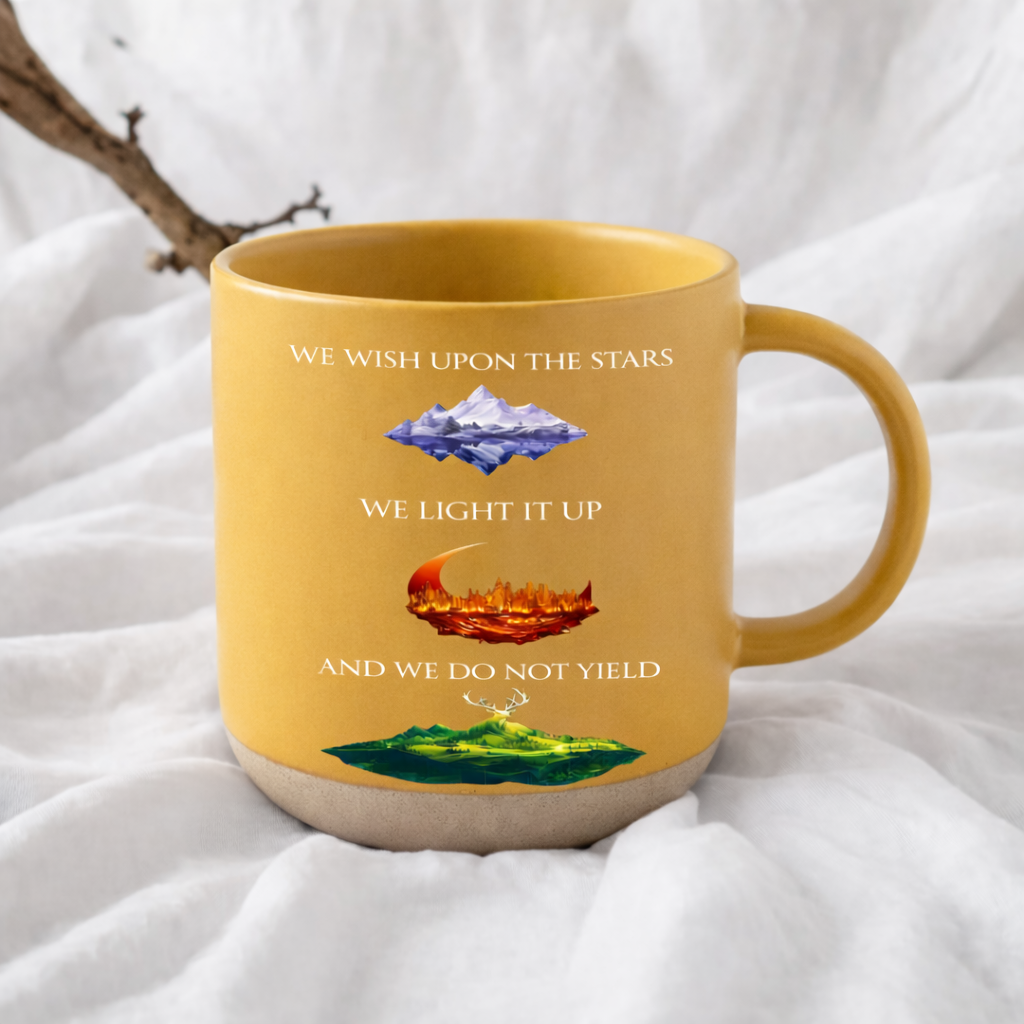 Sarah J Maas Quote Pottery Mug, ACOTAR Crescent City Throne of Glass Mug, Bookish Fantasy Coffee Cup Gift