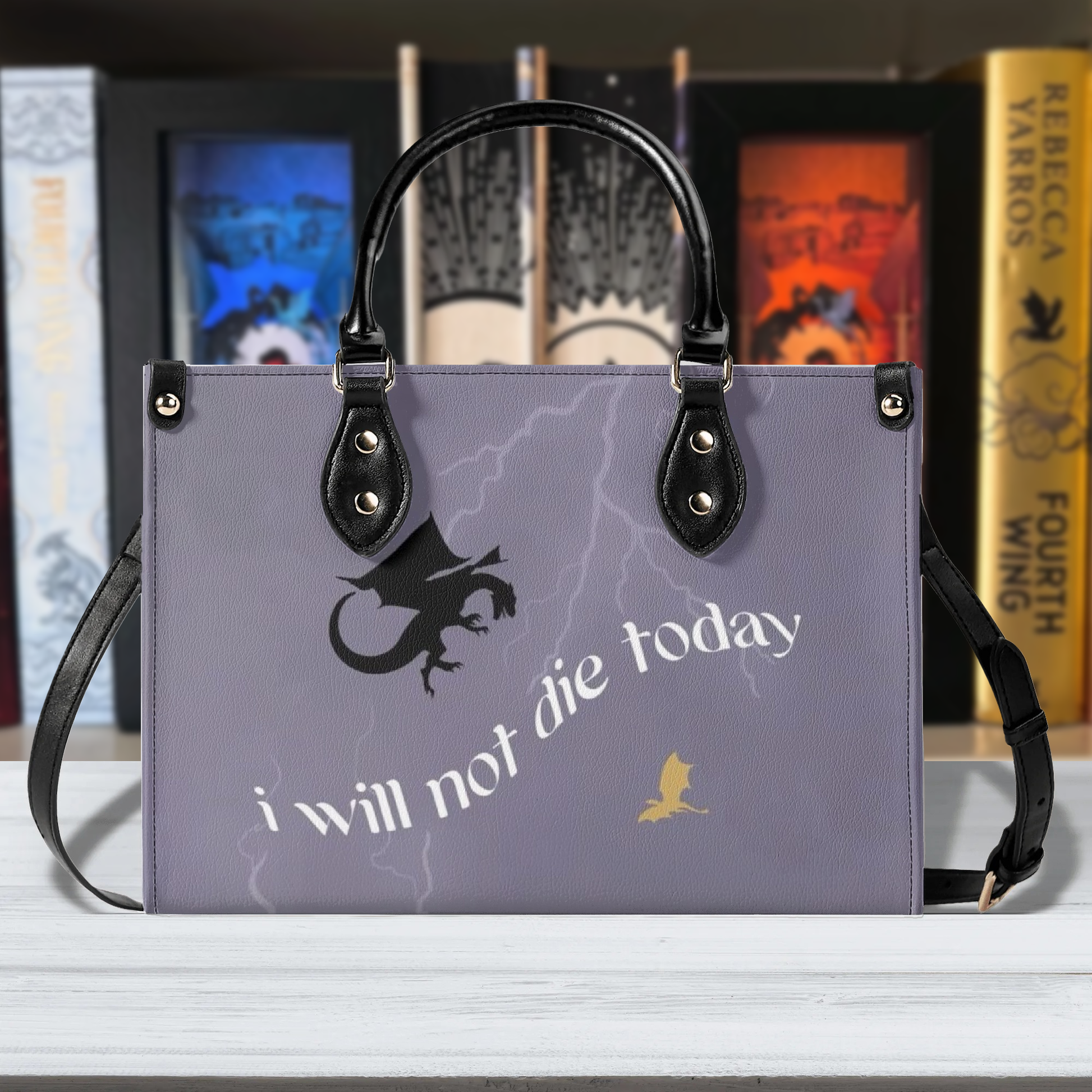 I Will Not Die Today Leather Bag,  Fourth Wing  inspired Bag, Personalized Leather Bag, Fantasy Leather Handbag, Perfect Gift for Women. HBVLR09