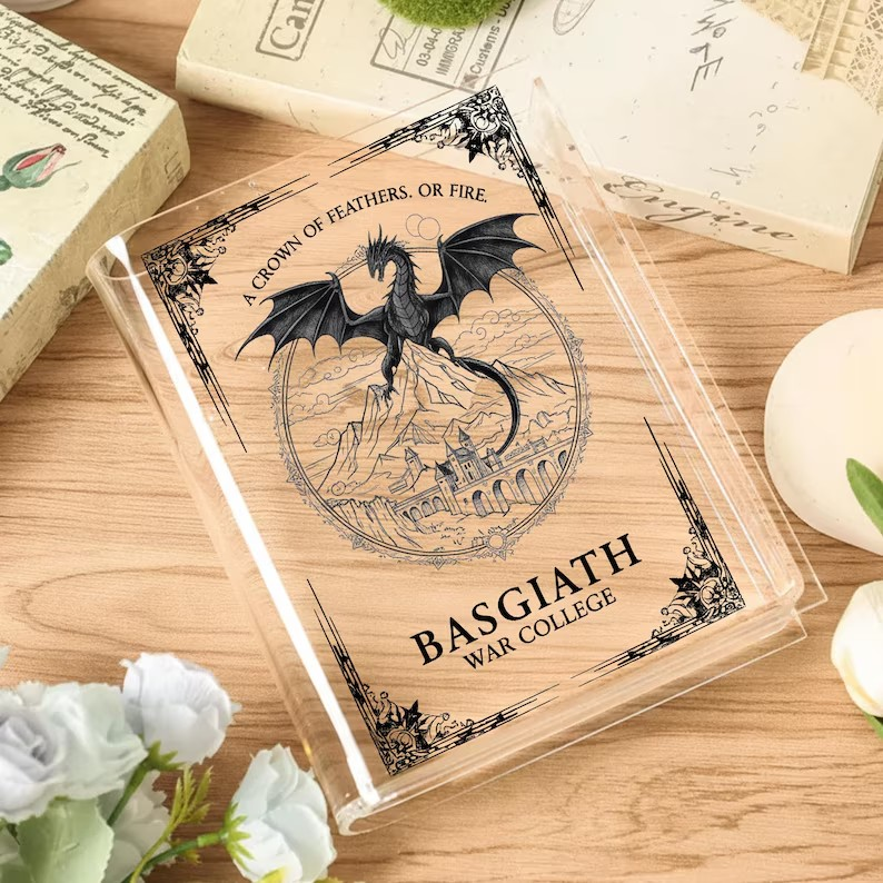 Basgiath War College Acrylic Book Vase, Fourth Wing Flower Vase, Reader Bookshelf Decor, Librarian Gift for Book Lovers VLRBV42