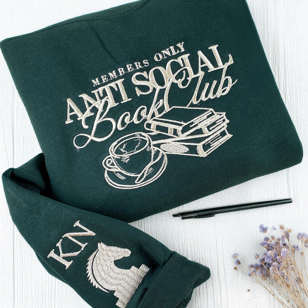 Embroidered Anti Social Book Club Sweatshirt, Custom Bookish Crewneck, Book Lover Shirt, The Story of Us Hoodie, Unisex Social Book Gift