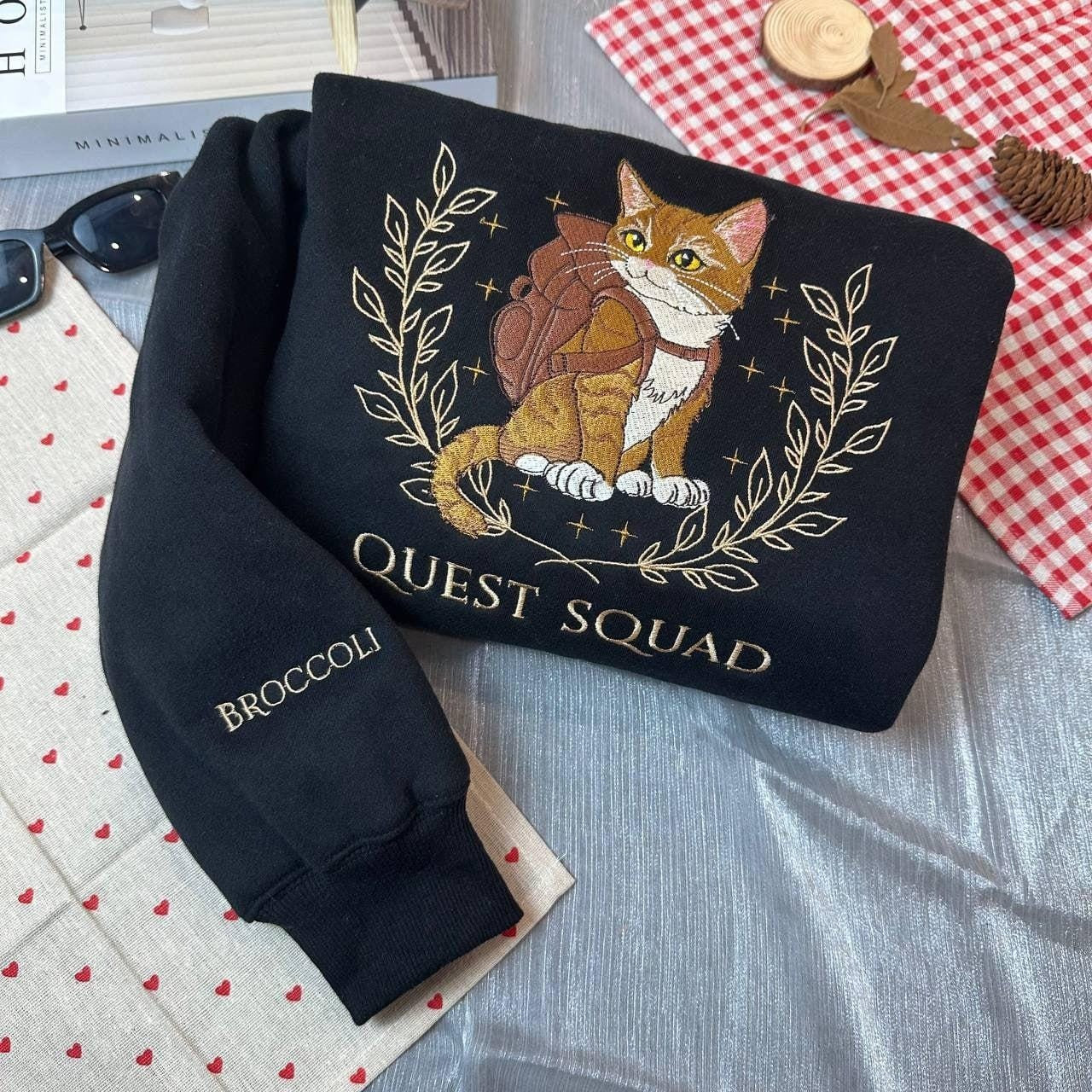 Quest Squad Broccoli Embroidered Sweatshirt, Onyx Storm, Basgiath War College, Dragon Rider, Bookish Gift, Romantasy Book Lover VEMB30