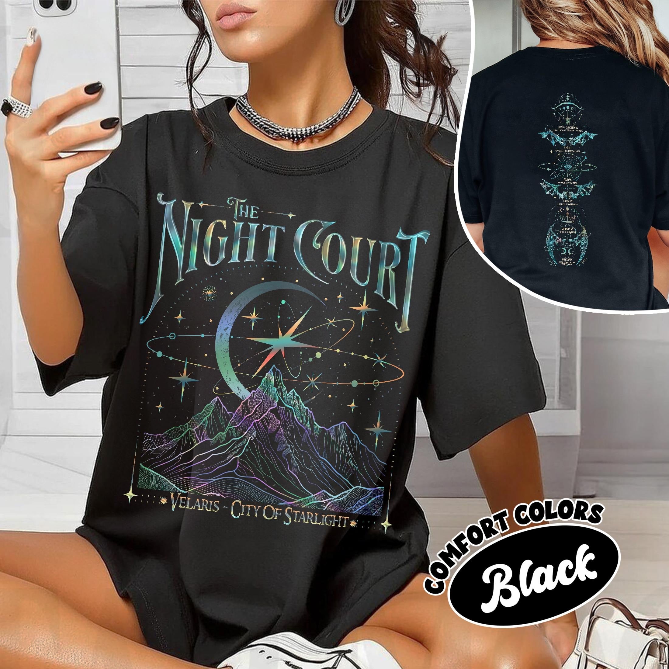 Velaris The Night Court Acotar 2 Sided Comfort Colors Shirt, Velaris The Night Court Shirt, Court Of Dreams, Inner Circle Acotar Tee CFVLR60