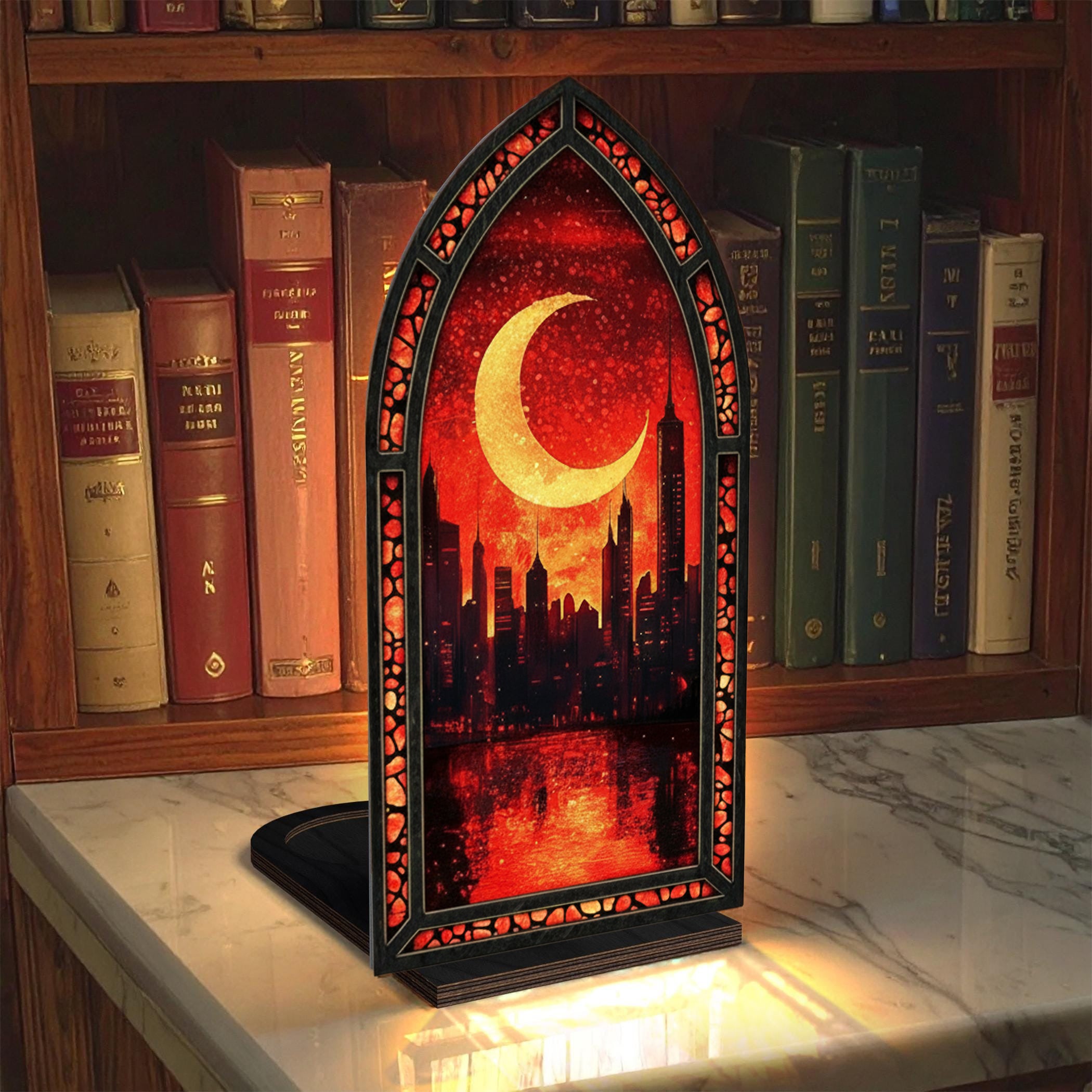 Lunathion Light It Up Crescent City Book Nook, Fantasy Bookshelf Insert Decor Gift, Bookish Gift, Fantasy Collectible BNVLR07