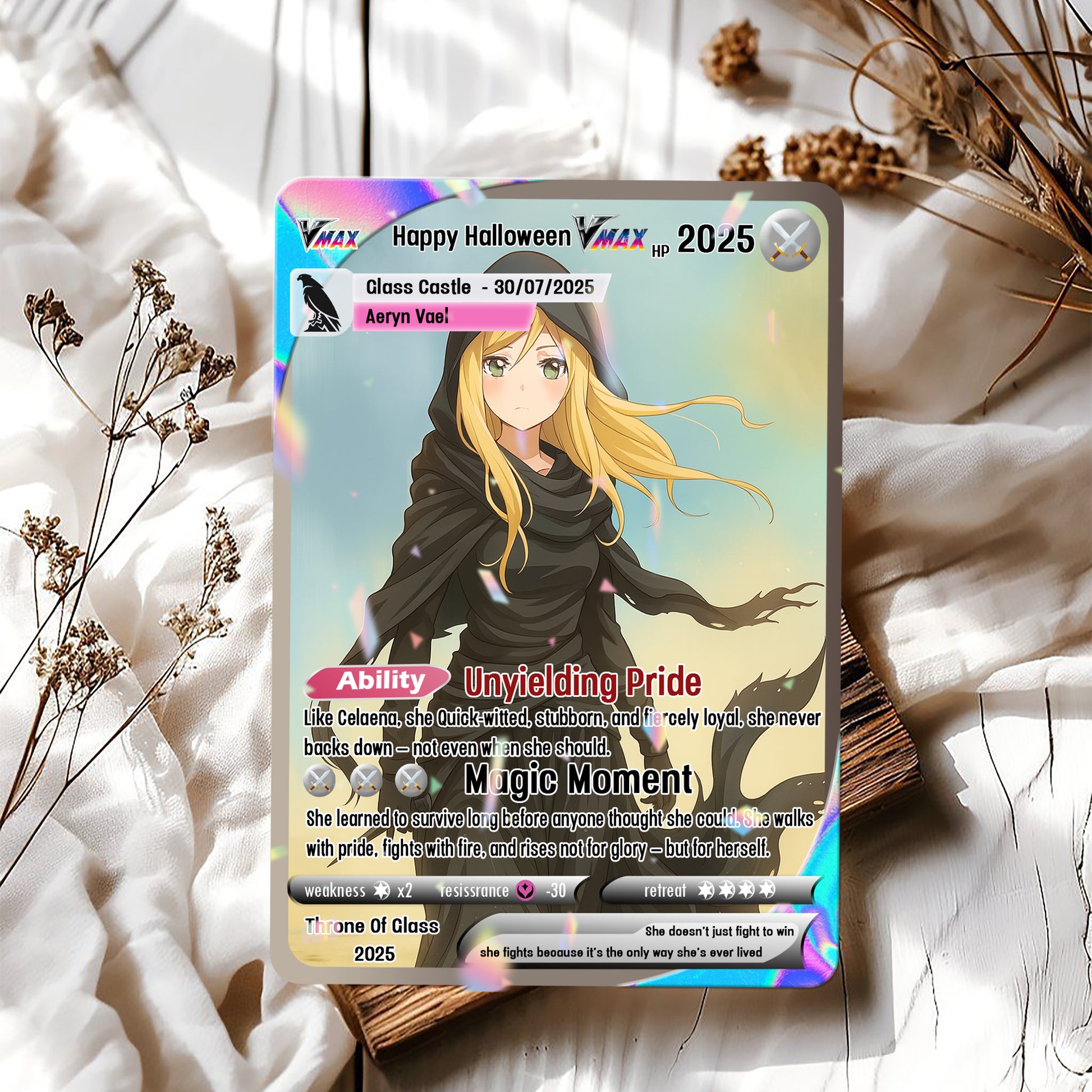 Happy Halloween Custom Card, Custom Photo Anime Card, Throne of Glass Card Gift, Custom Celaena Card Gift. CVLR027