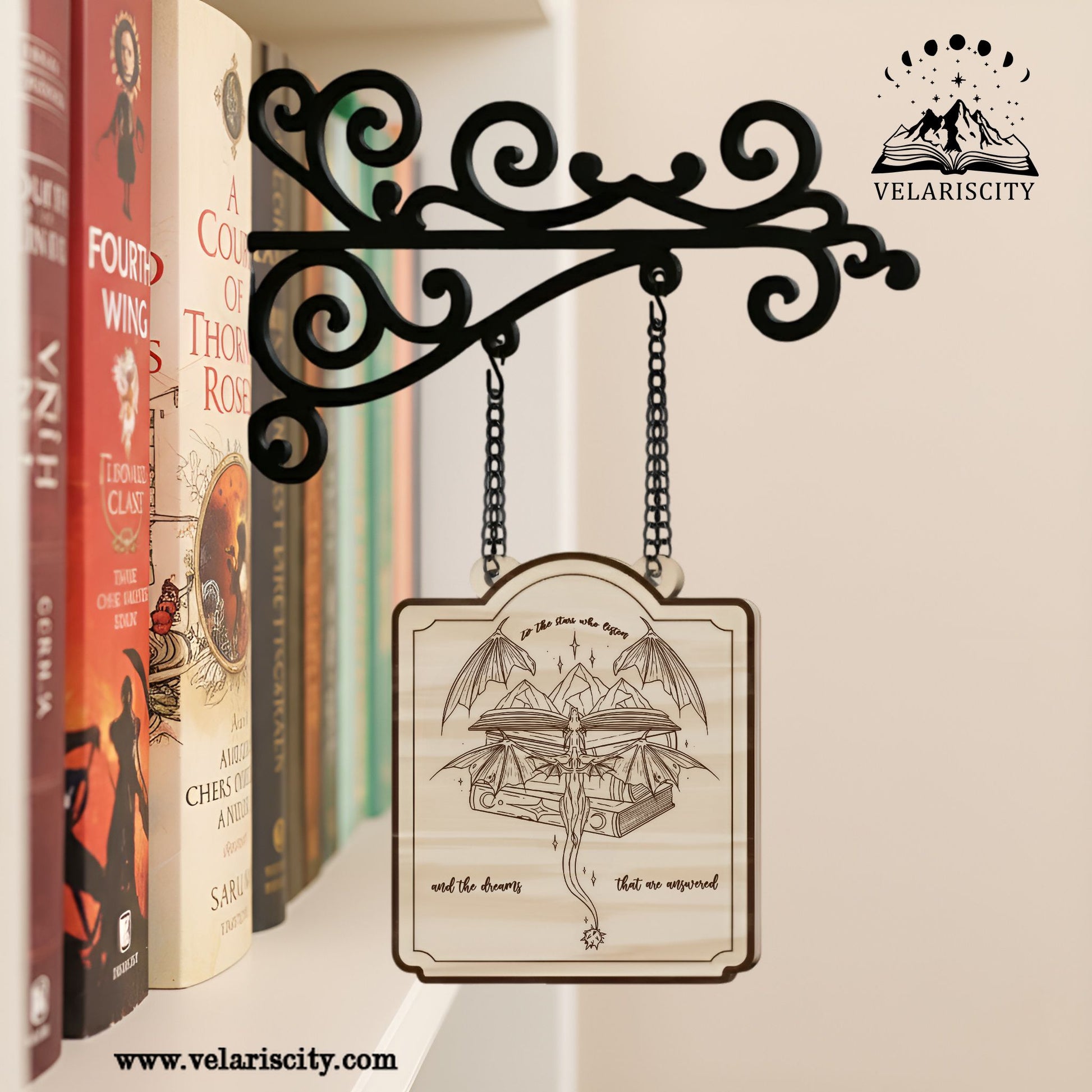 ACOTAR Book Tavern Signs, To the Stars Who Listen Wooden Book Decor, Night Court Fantasy Shelf Decor, Home Library Decor, Book Gift BSVLR08