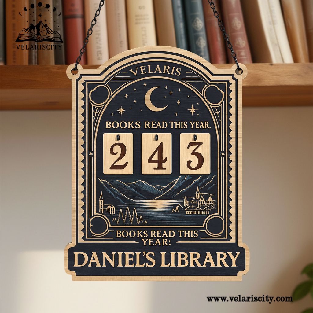 Velaris Book Tracker Sign, Personalized Library Reading Tracker, Fantasy Bookish Decor, Books Read This Year Display, Book Lover Gift BTVLR08