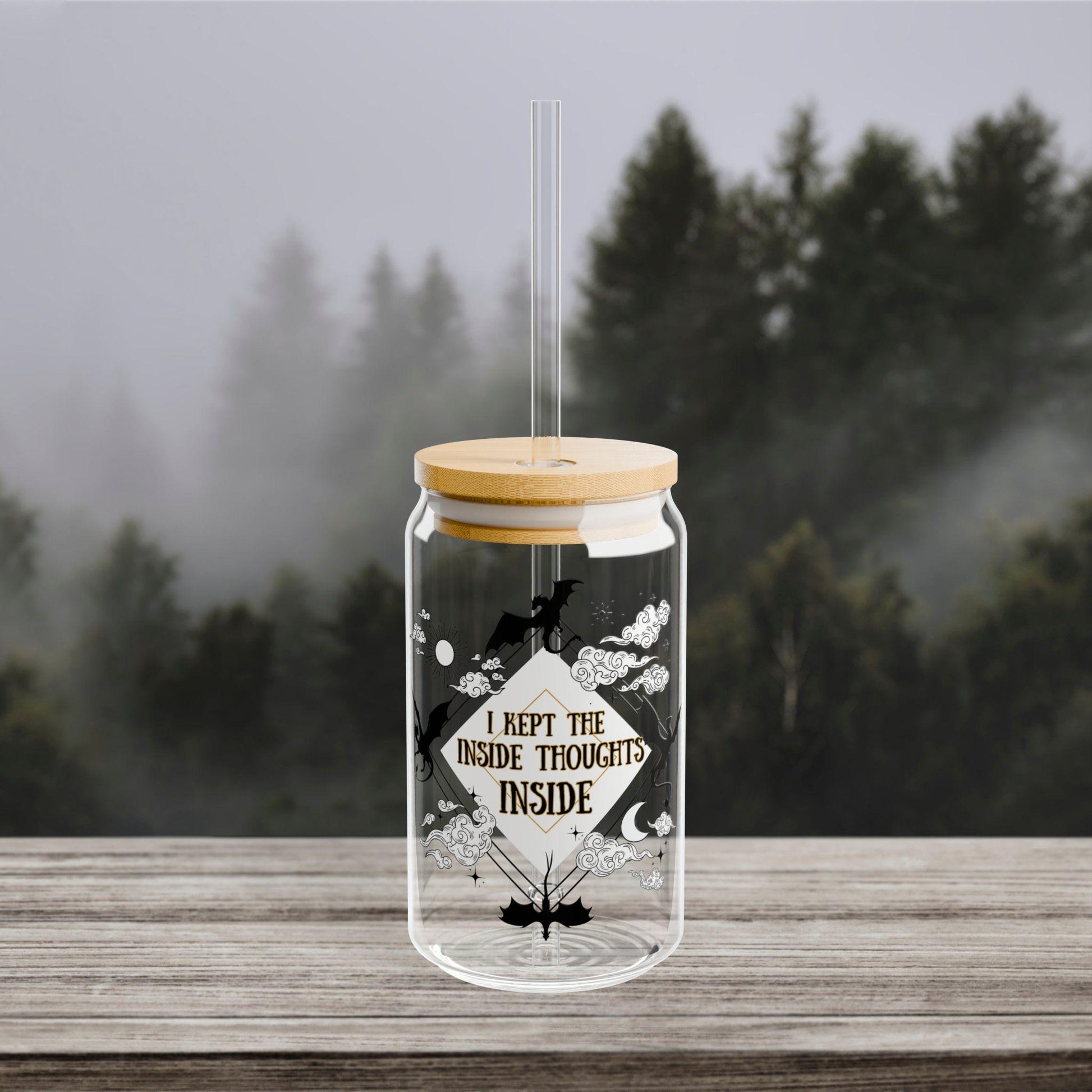 Inside Thoughts Onyx Storm Inspired Glass Tumbler, Quest Squad, Ridoc, Iced Coffee Cup, Fourth Wing Inspired Merch, Romantasy, Bookish Gifts GLVLR11