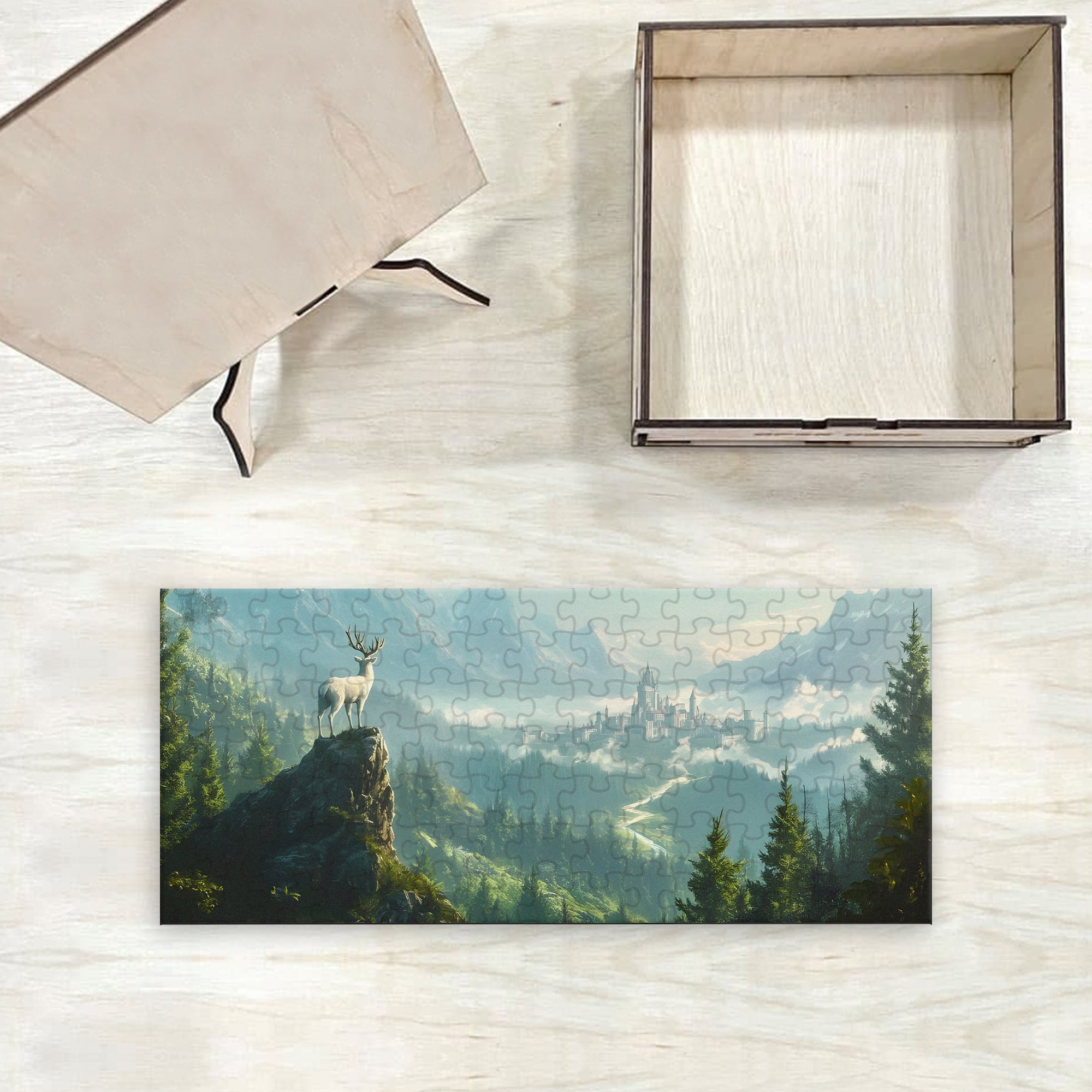 Throne of Glass Puzzle Terrasen City, White Stag Fantasy Wooden Jigsaw Puzzle Bookish Gift PVLR09