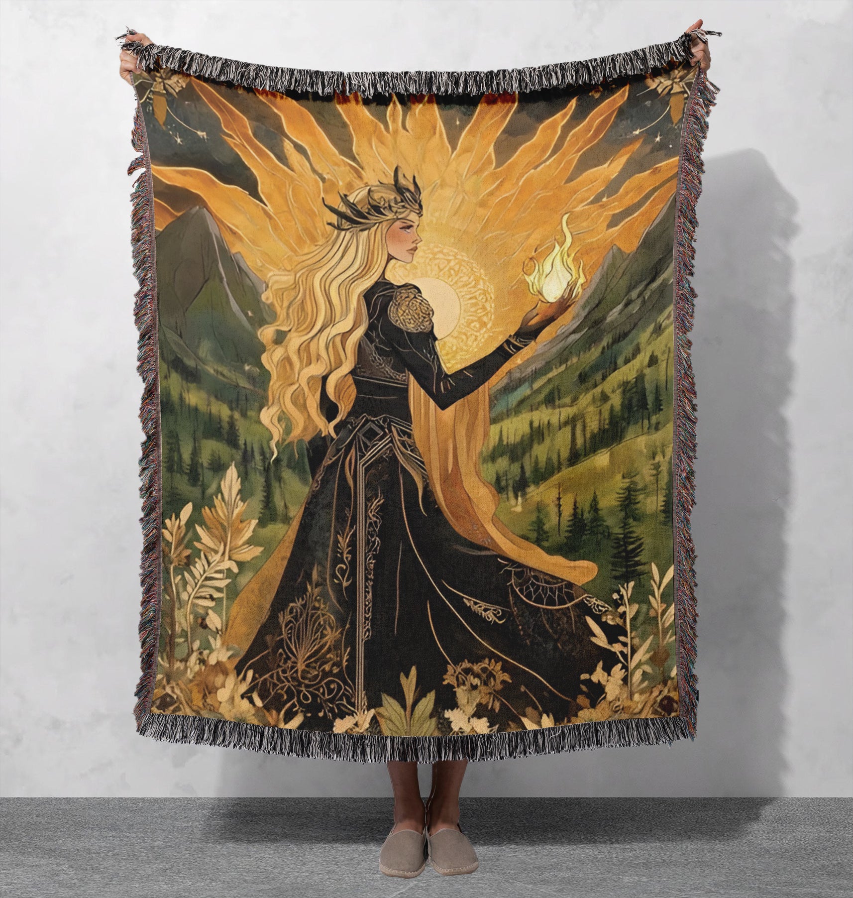 Aelin of the Wildfire Woven Blanket, Throne Of Glass Blanket, Magical Creature Home Decor BKVLR09