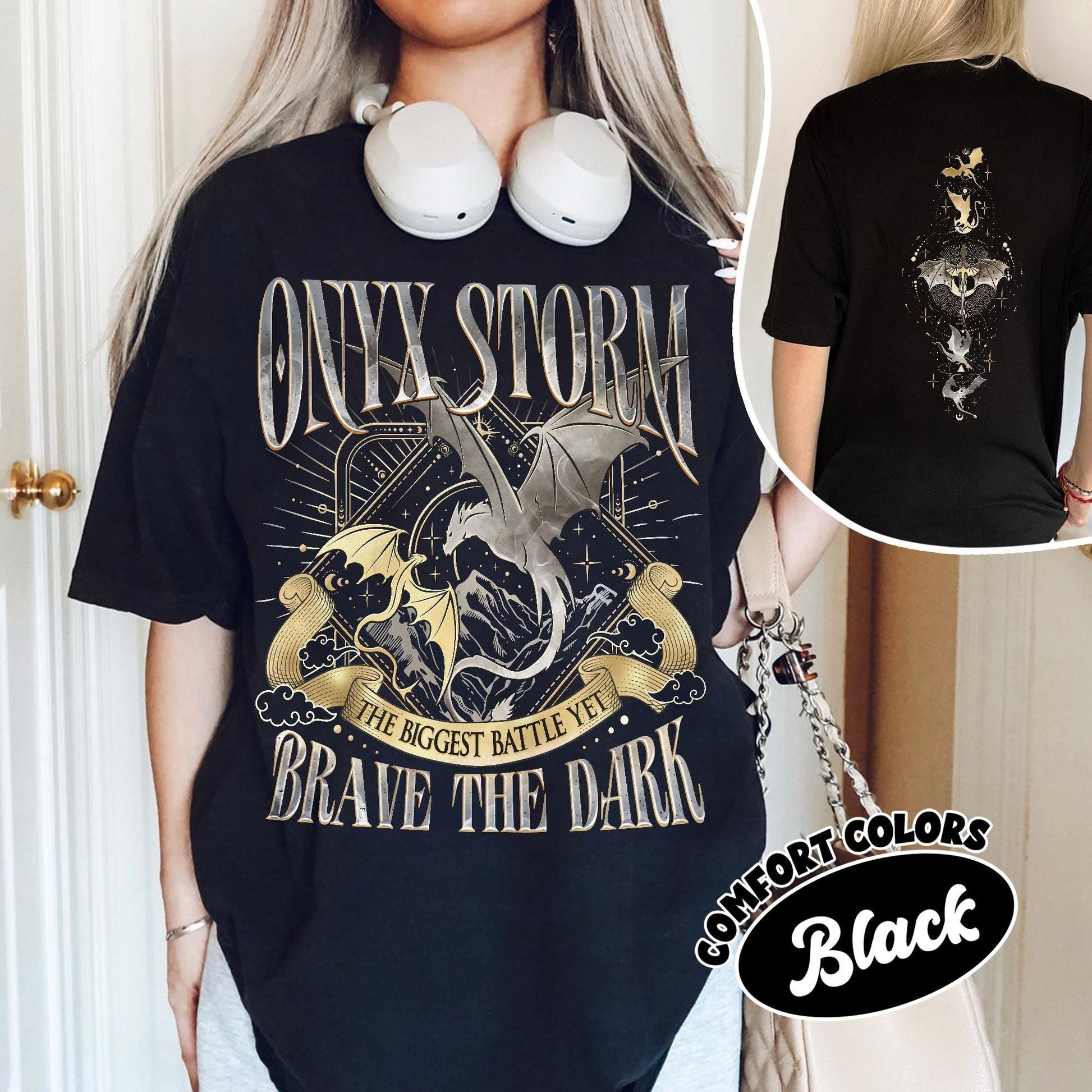 Onyx Storm Brave The Dark Comfort Colors Shirt, Fourth Wing Series T Shirt For Fan, Violet Sorrengail Dragon Rider, Gift For Book Lover CFVLR47