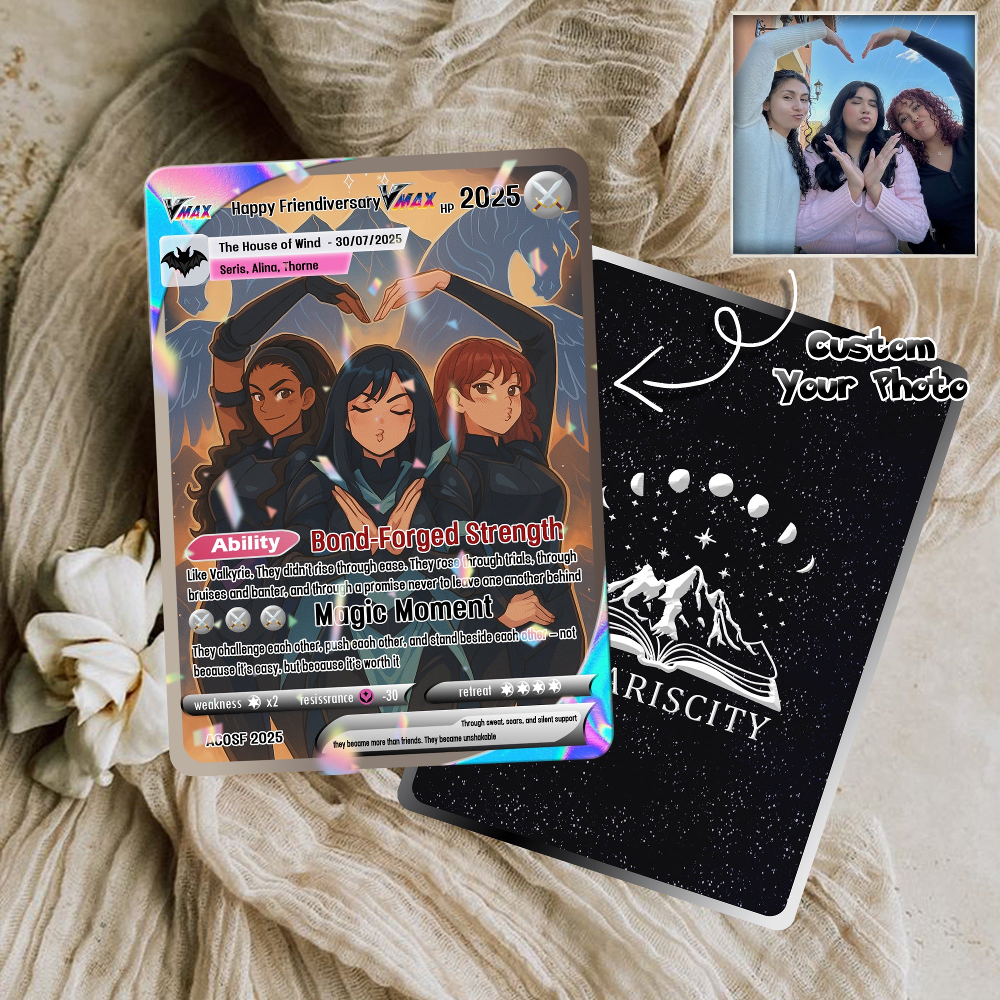 Happy Friendiversary Custom Card, Custom Photo Anime Card, ACOSF Card Gift, Custom Valkyrie Card Gift. CVLR031