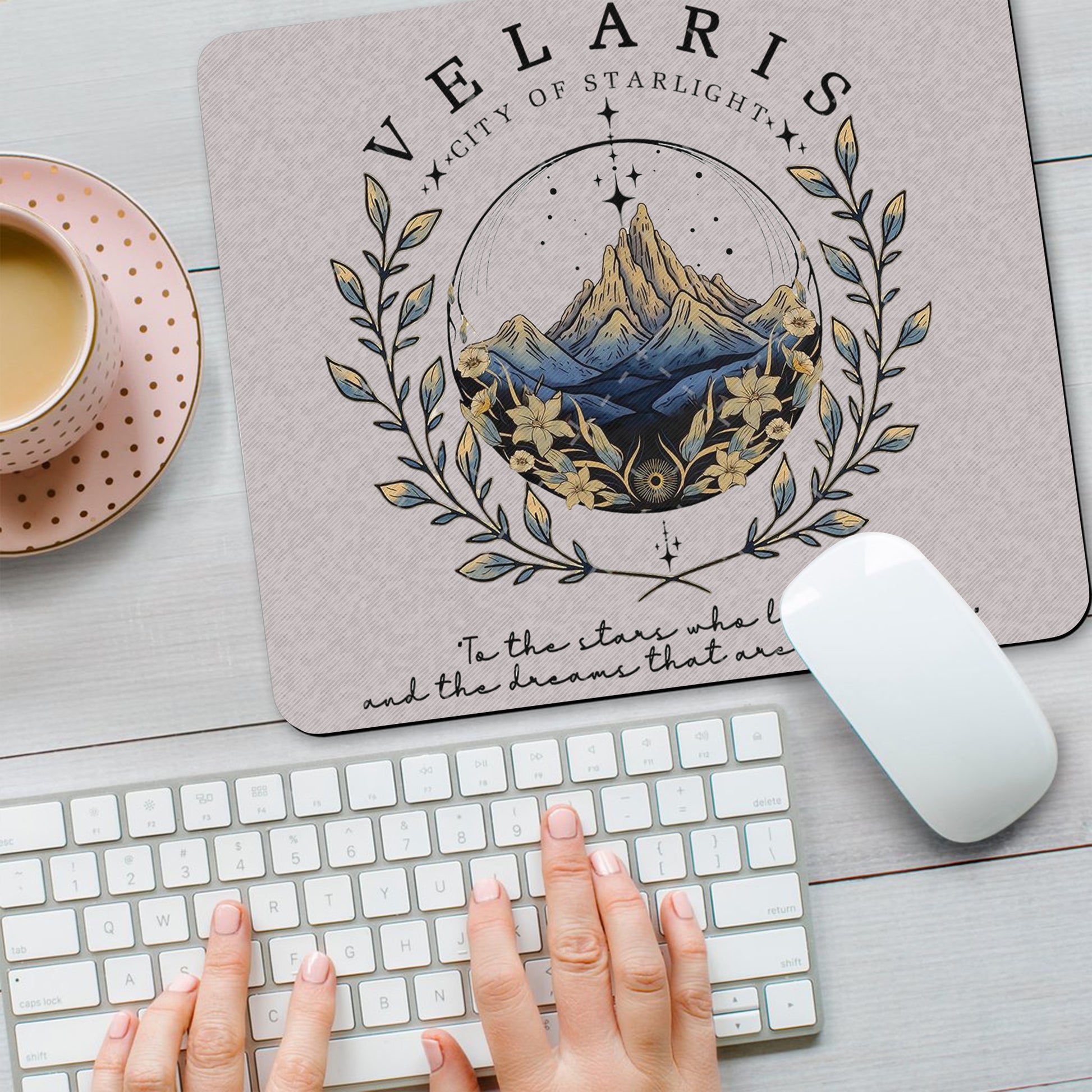 Velaris Desk Mat, "To the stars who listen and the dreams that are answered" Mouse Pad, A Court of Thorns and Roses Fantasy Desk Pad DMVLR07