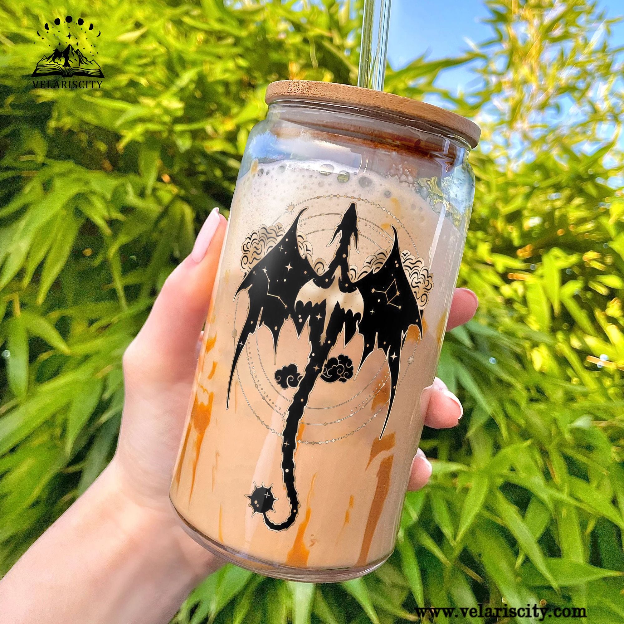 Fourth Wing Dragon Glass Can Cup with Straw, Empyrean Fantasy Tumbler, Bookish Gift for Readers & Dragon Lovers GLVLR45