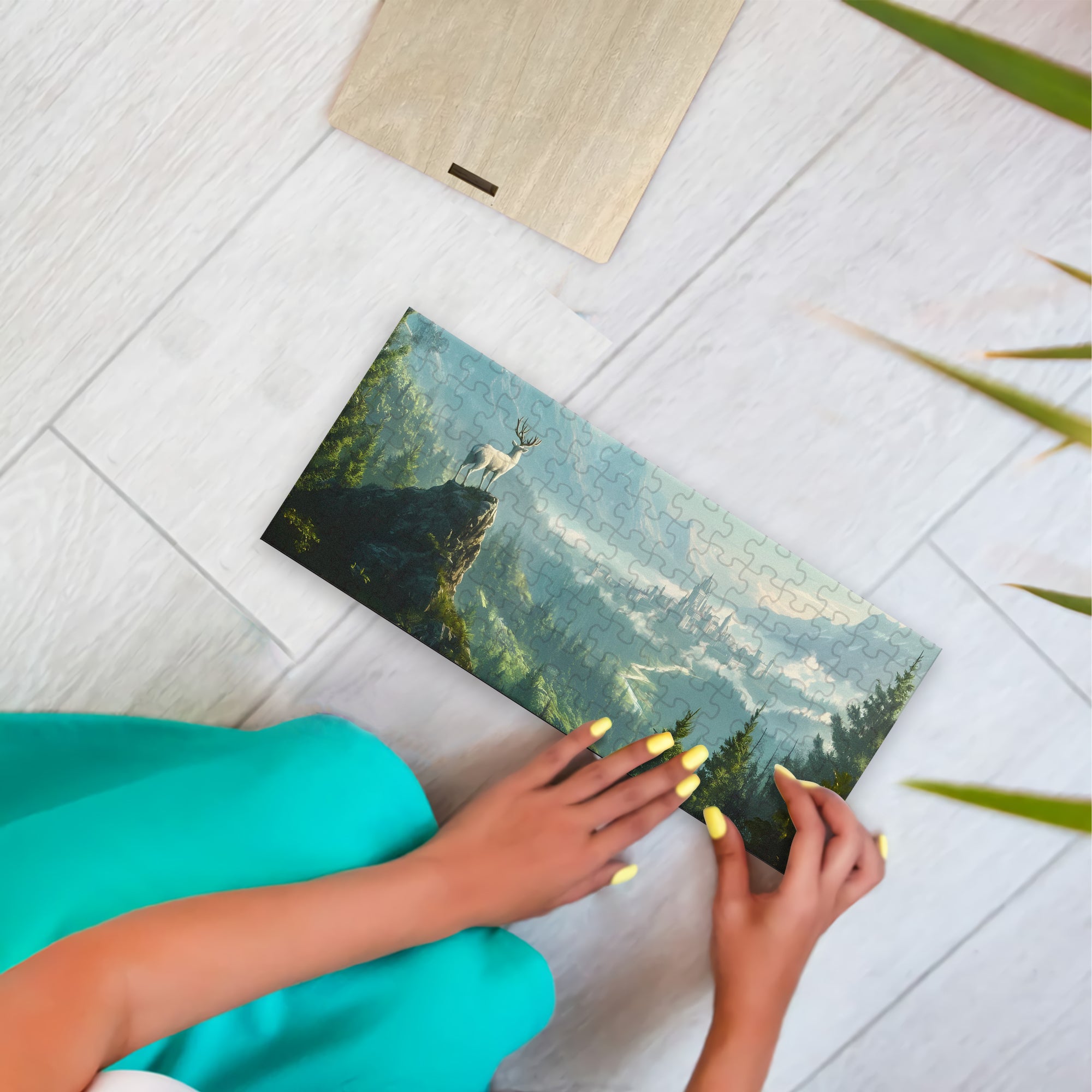 Throne of Glass Puzzle Terrasen City, White Stag Fantasy Wooden Jigsaw Puzzle Bookish Gift PVLR09