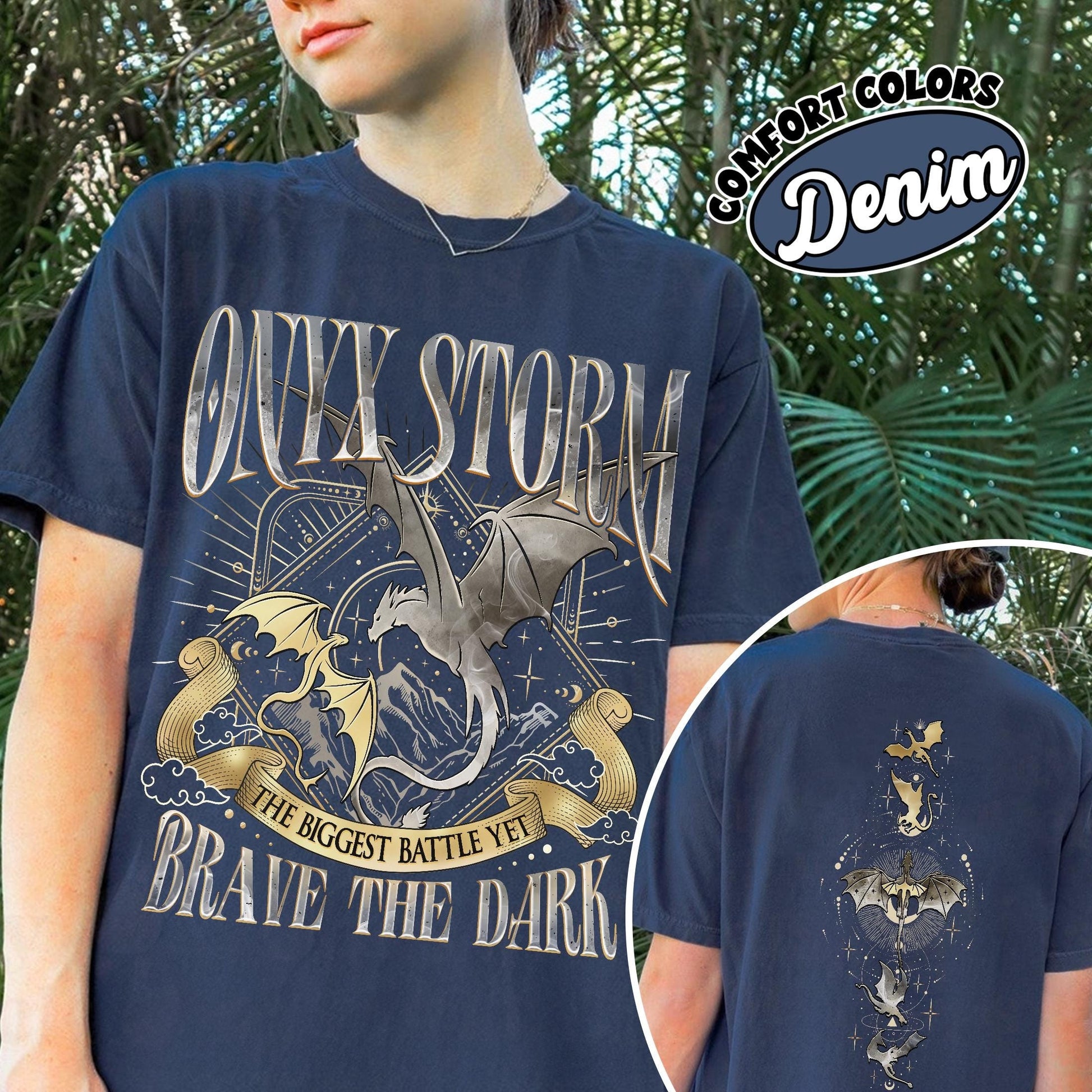 Onyx Storm Brave The Dark Comfort Colors Shirt, Fourth Wing Series T Shirt For Fan, Violet Sorrengail Dragon Rider, Gift For Book Lover CFVLR47