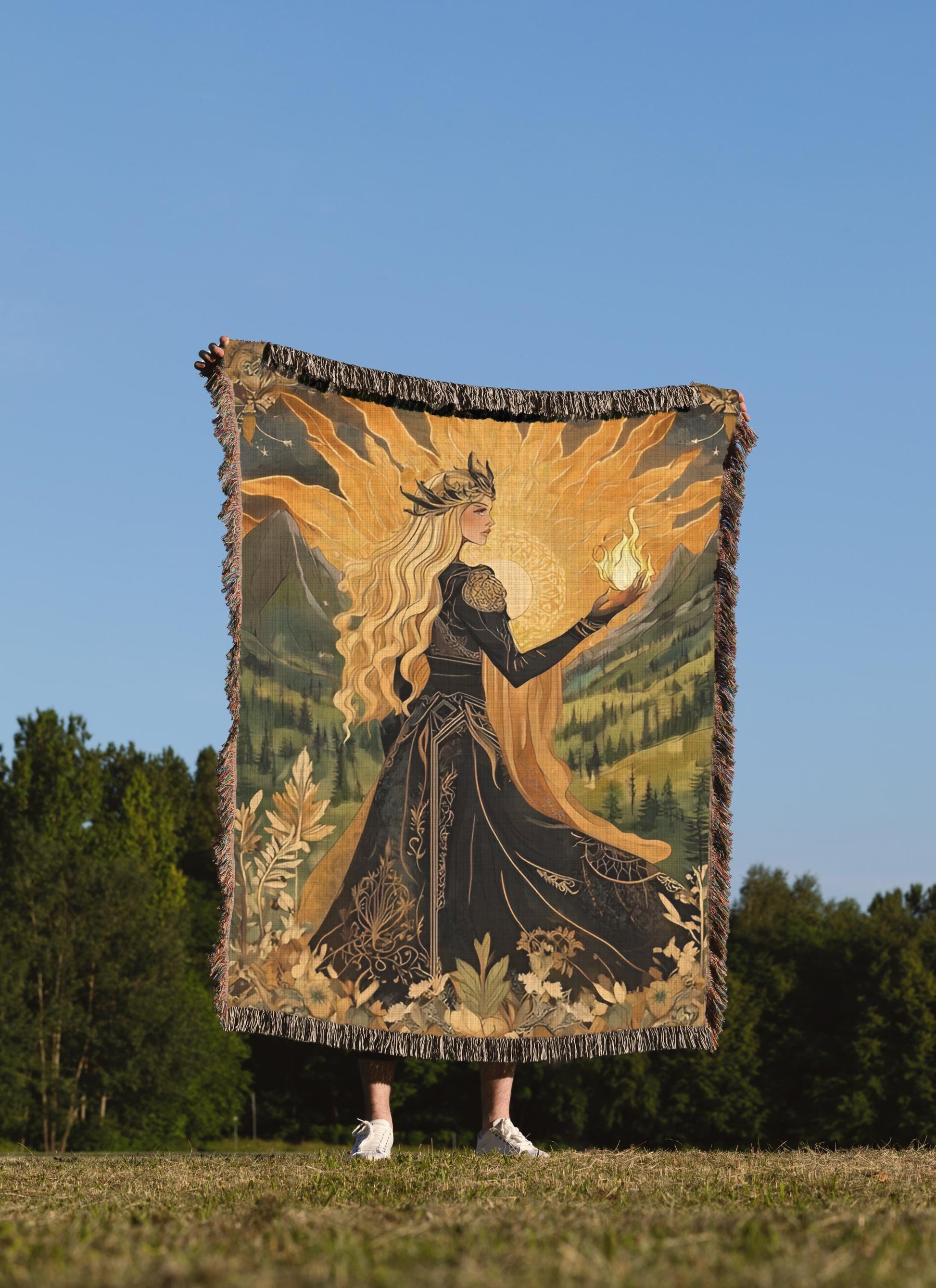 Aelin of the Wildfire Woven Blanket, Throne Of Glass Blanket, Magical Creature Home Decor BKVLR09