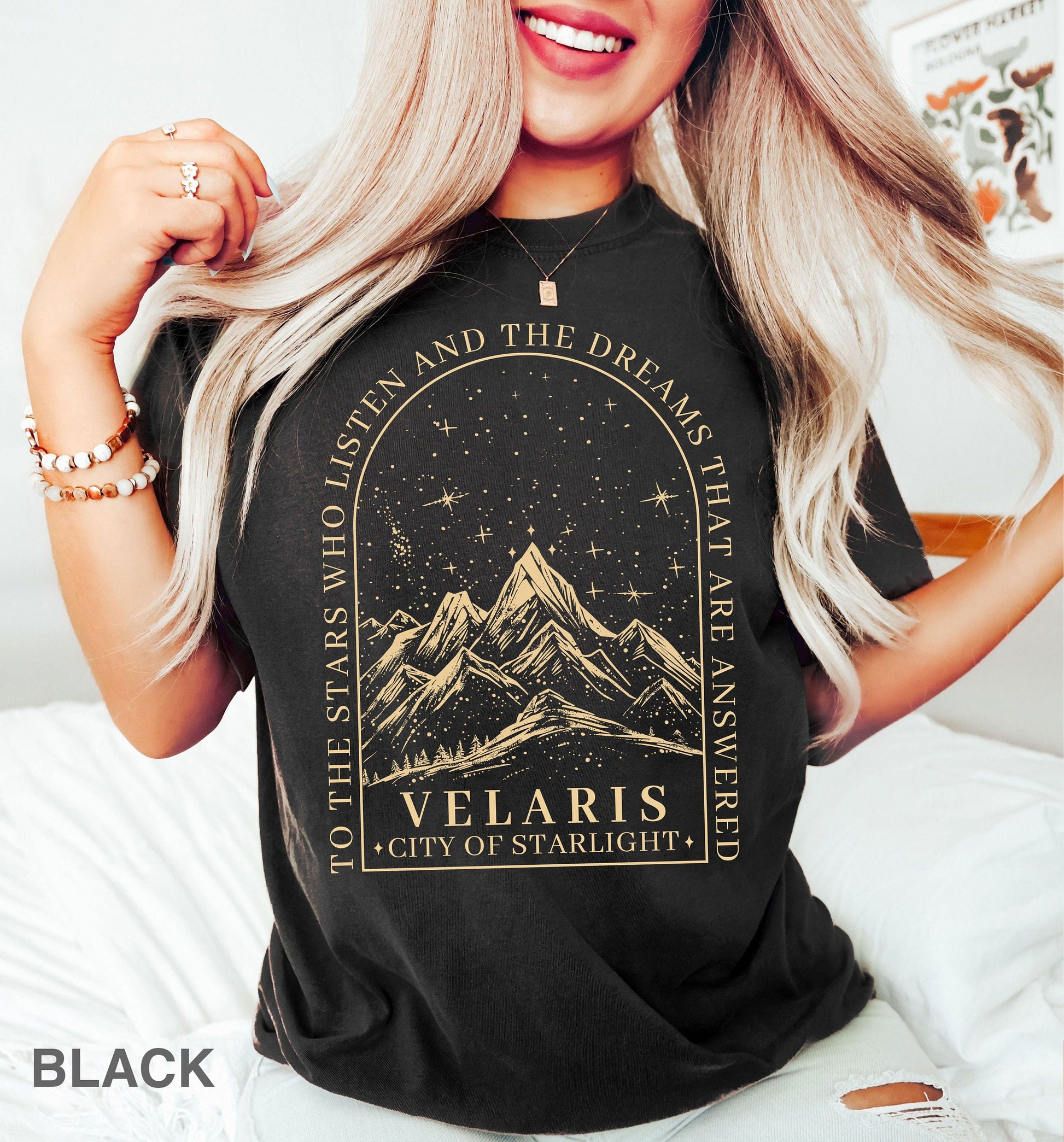 Comfort Colors® SJM, Velaris shirt,To the stars who listen and the dreams that are answer, A Court of Thorns and Roses, iprintasty of Dreams CFVLR61