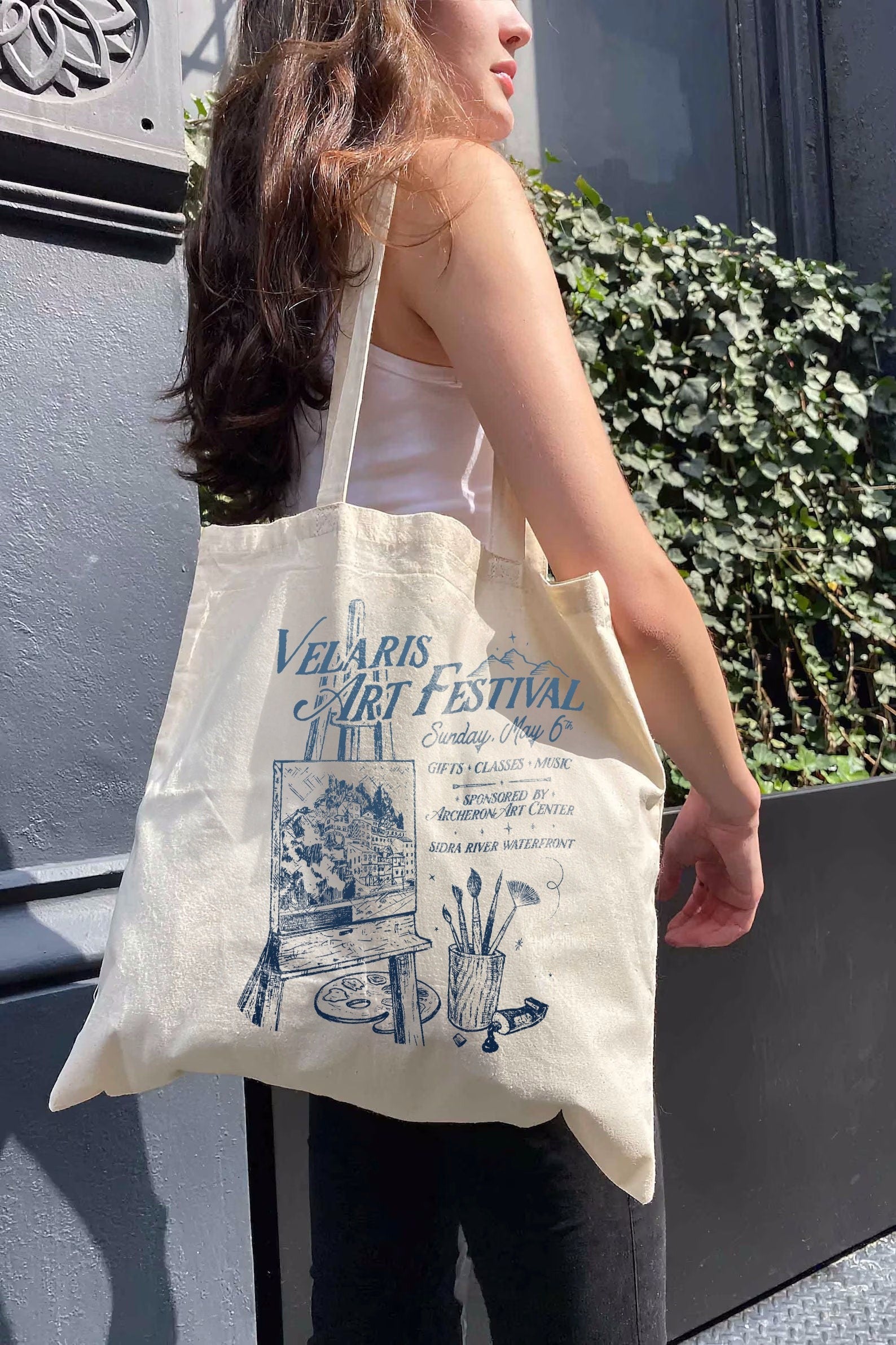 Velaris Art Festival Tote Bag, ACOTAR Night Court Licensed SJM Merch Feyre Archeron Nesta Rhysand Cassian Bookish TOG Crescent City Fan TBVLR07